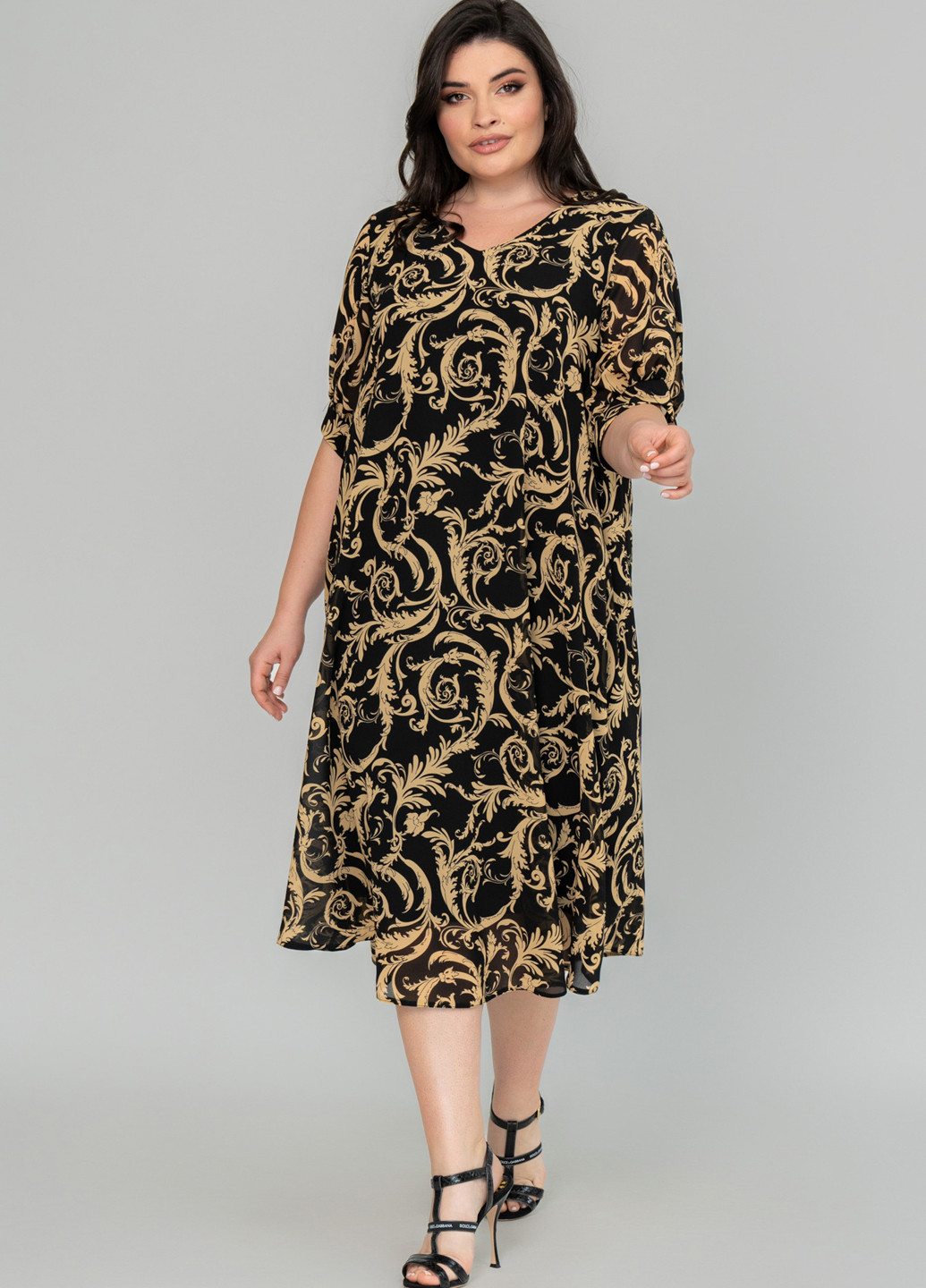 Черное кэжуал платье а-силуэт A'll Posa