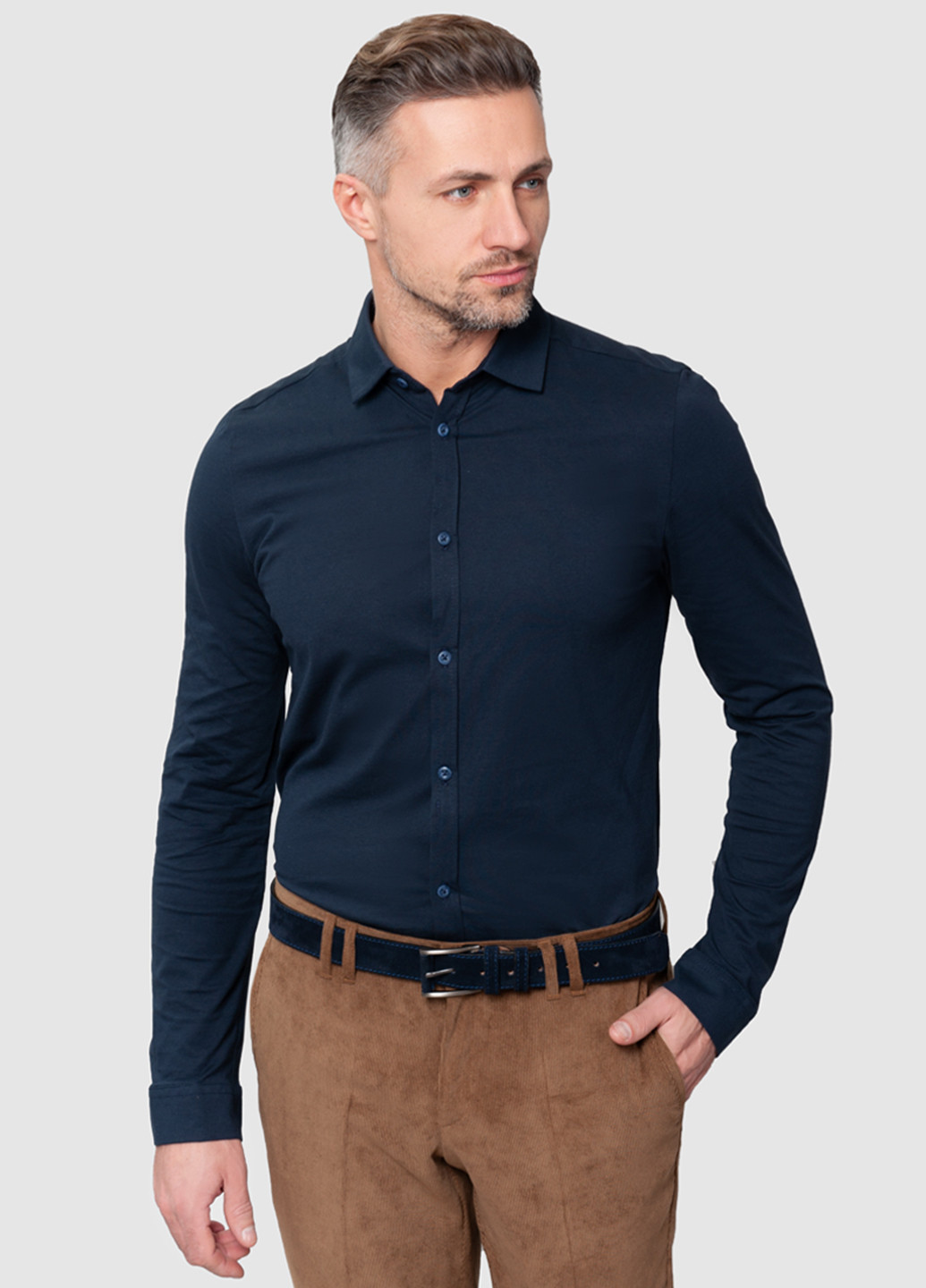 Темно-синяя кэжуал рубашка Arber с длинным рукавом