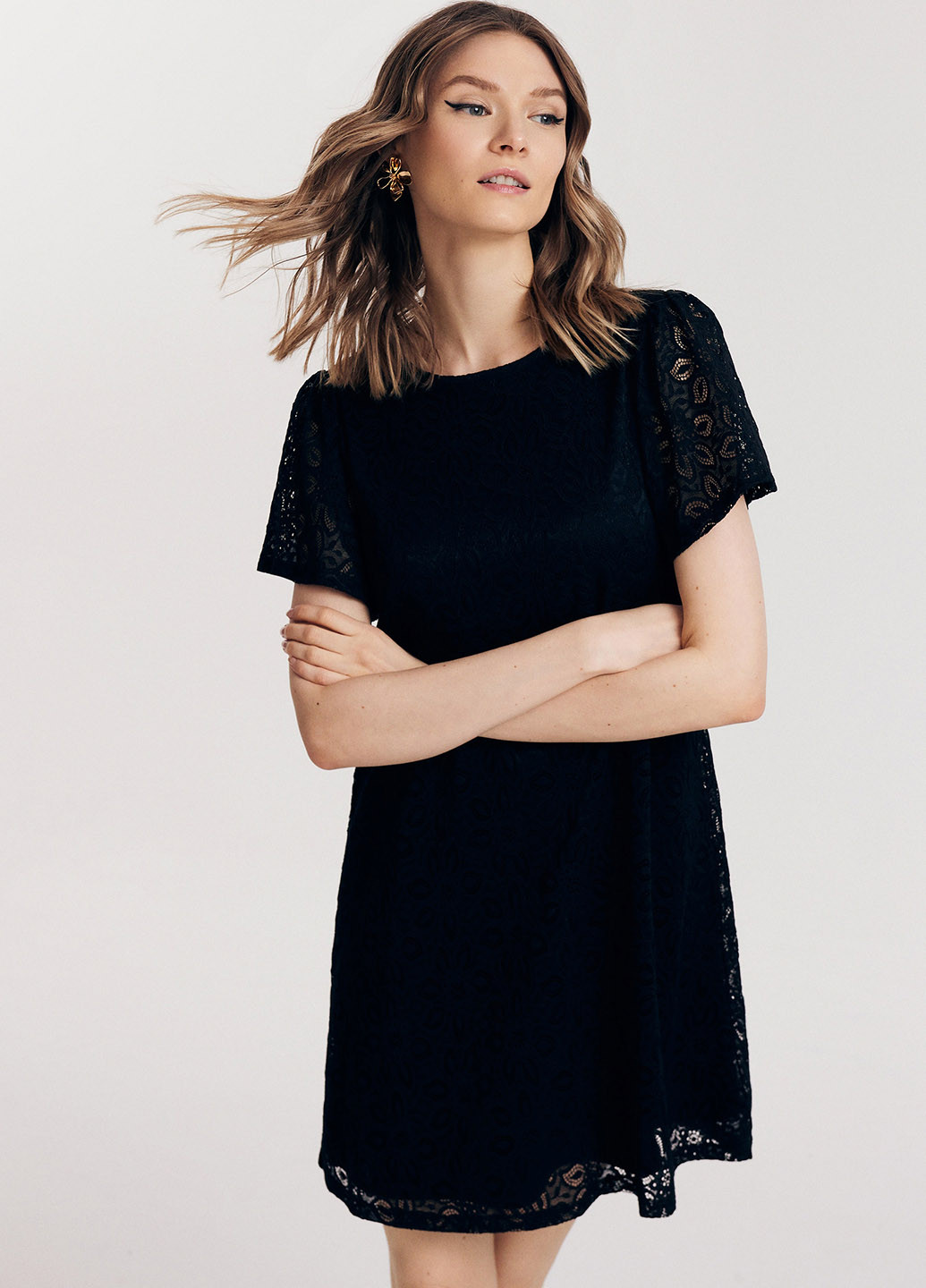 Черное кэжуал платье а-силуэт Reserved однотонное