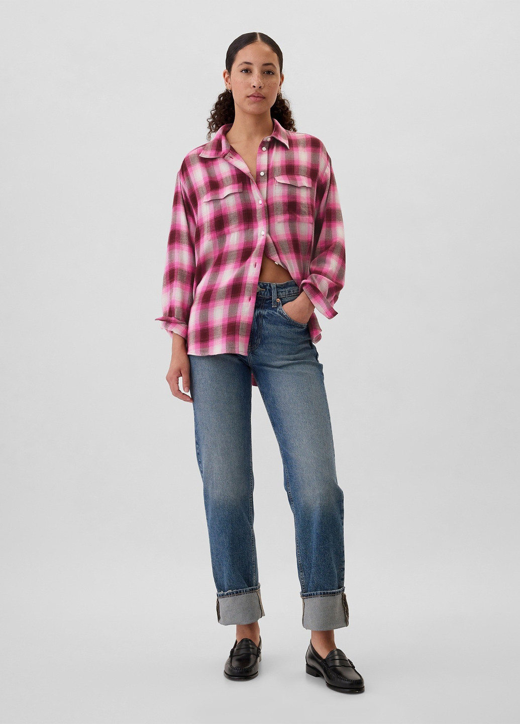 Розовая кэжуал рубашка в клетку Gap