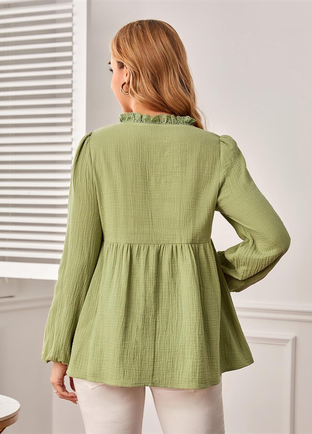 Лайм блуза для вагітних з баскою SHEIN