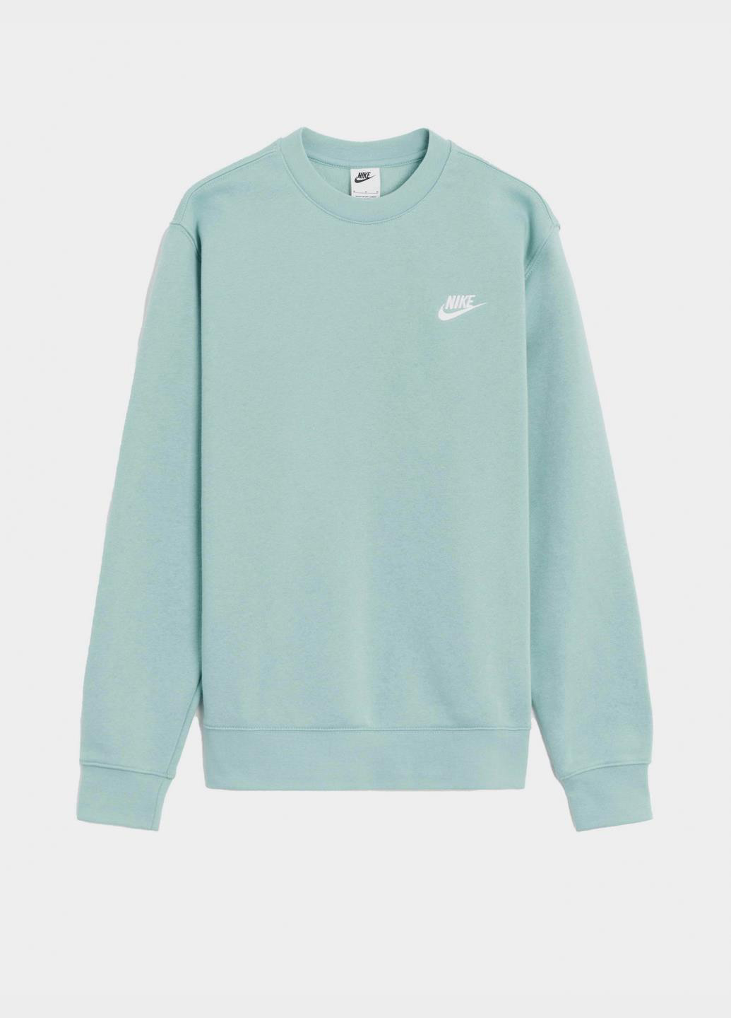 Блакитний світшот bv2662-309 Nike однотонний вишивка (319353040)