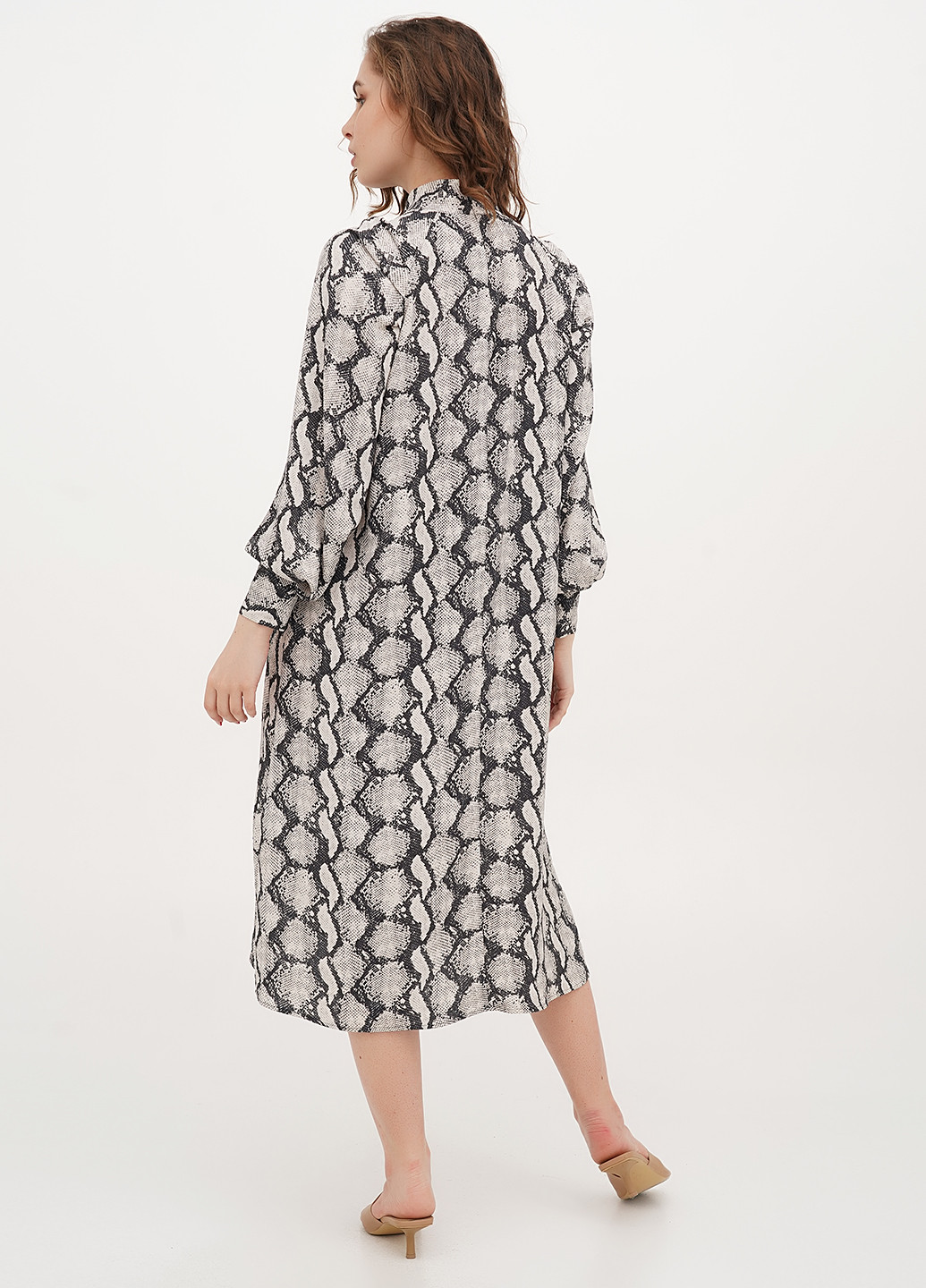 Комбинированное кэжуал платье а-силуэт Monki змеиный