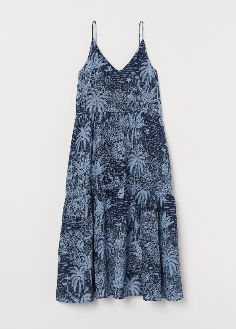 Темно-синя кежуал сукня максі H&M з малюнком