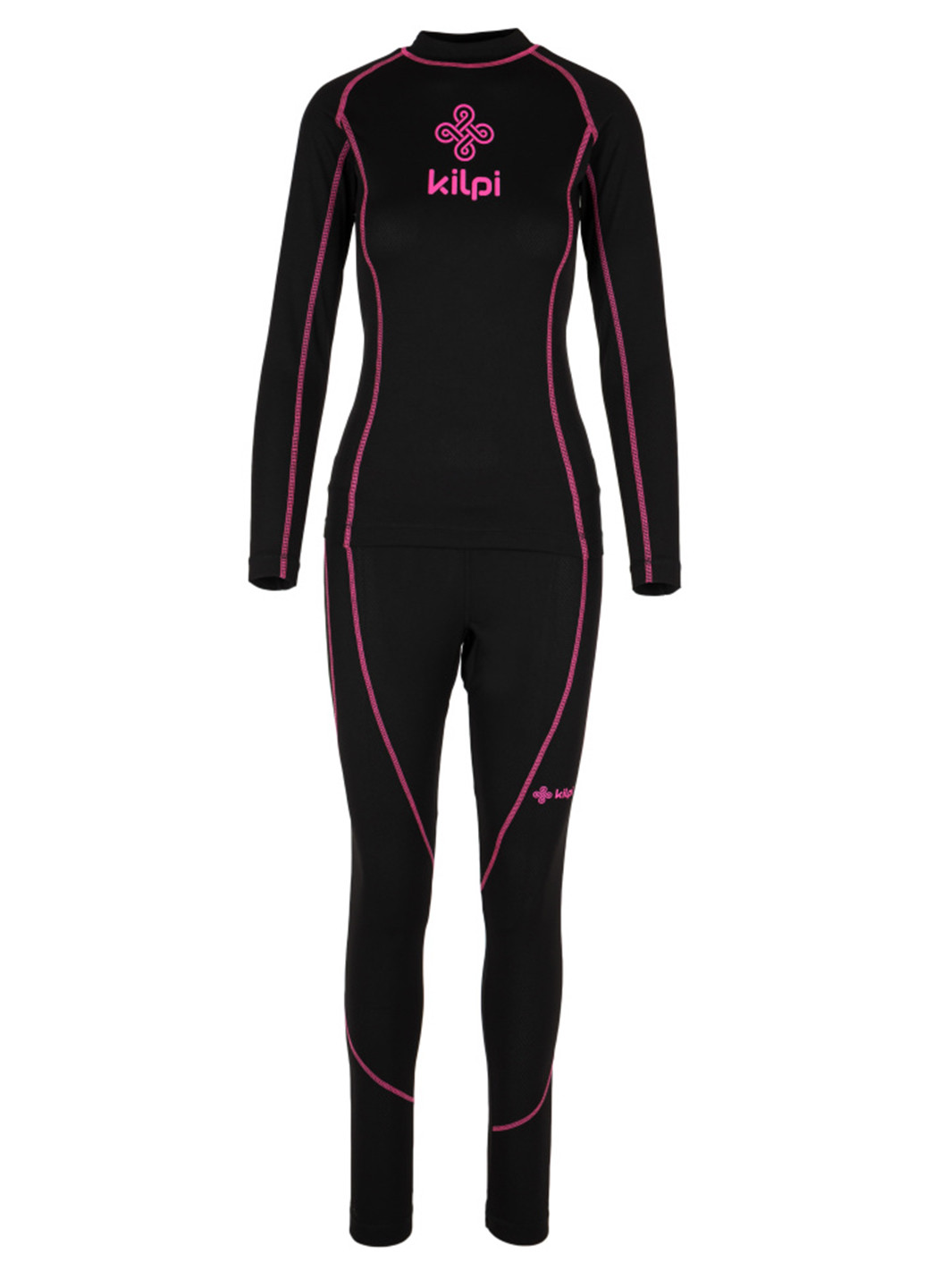 Термобелье Kilpi свитер + брюки однотонное чёрное спортивное