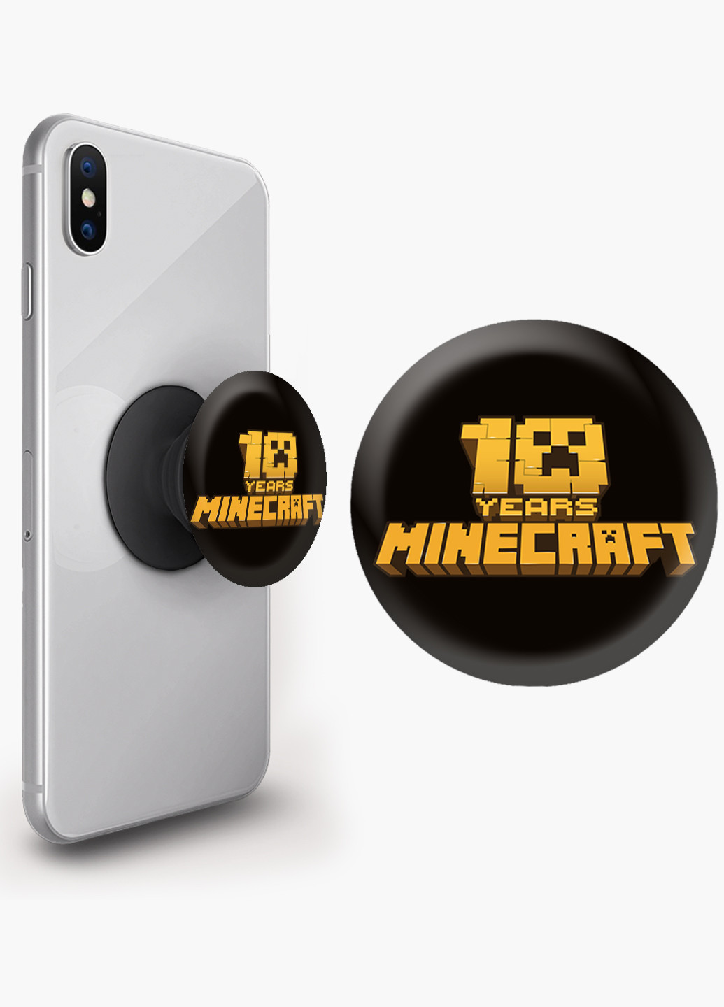 Попсокет (Popsockets) тримач для смартфону Майнкрафт (Minecraft) (8754-1171) Чорний MobiPrint (216748484)