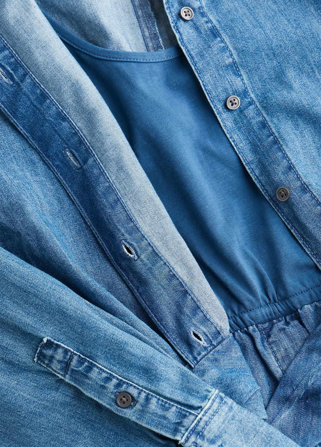 Синя кежуал, джинсова сукня для голуючих сорочка H&M однотонна
