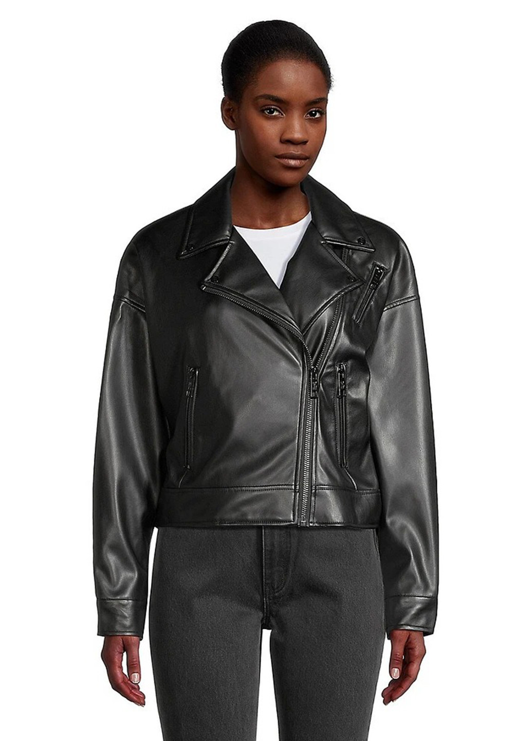 Черная демисезонная куртка косуха DKNY