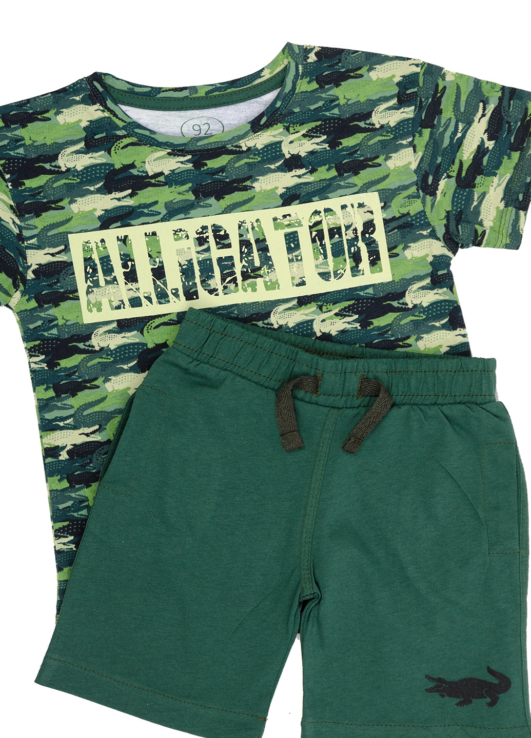 Зелений літній комплект футболка, шорти з накатом з шортами Фламинго Текстиль