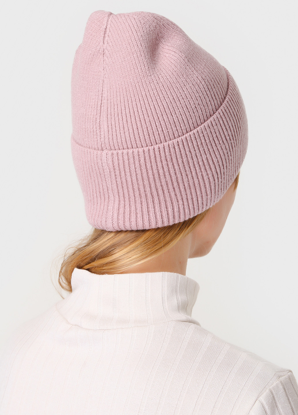 Тепла зимова кашемірова жіноча шапка з відворотом без підкладки 500021 DeMari (244712935)