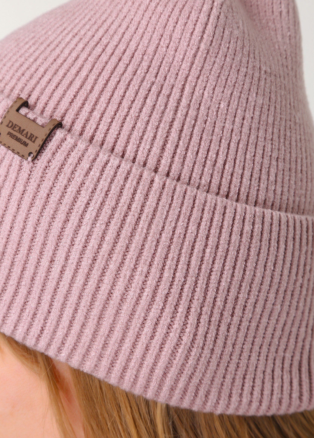 Тепла зимова кашемірова жіноча шапка з відворотом без підкладки 500021 DeMari (244712935)
