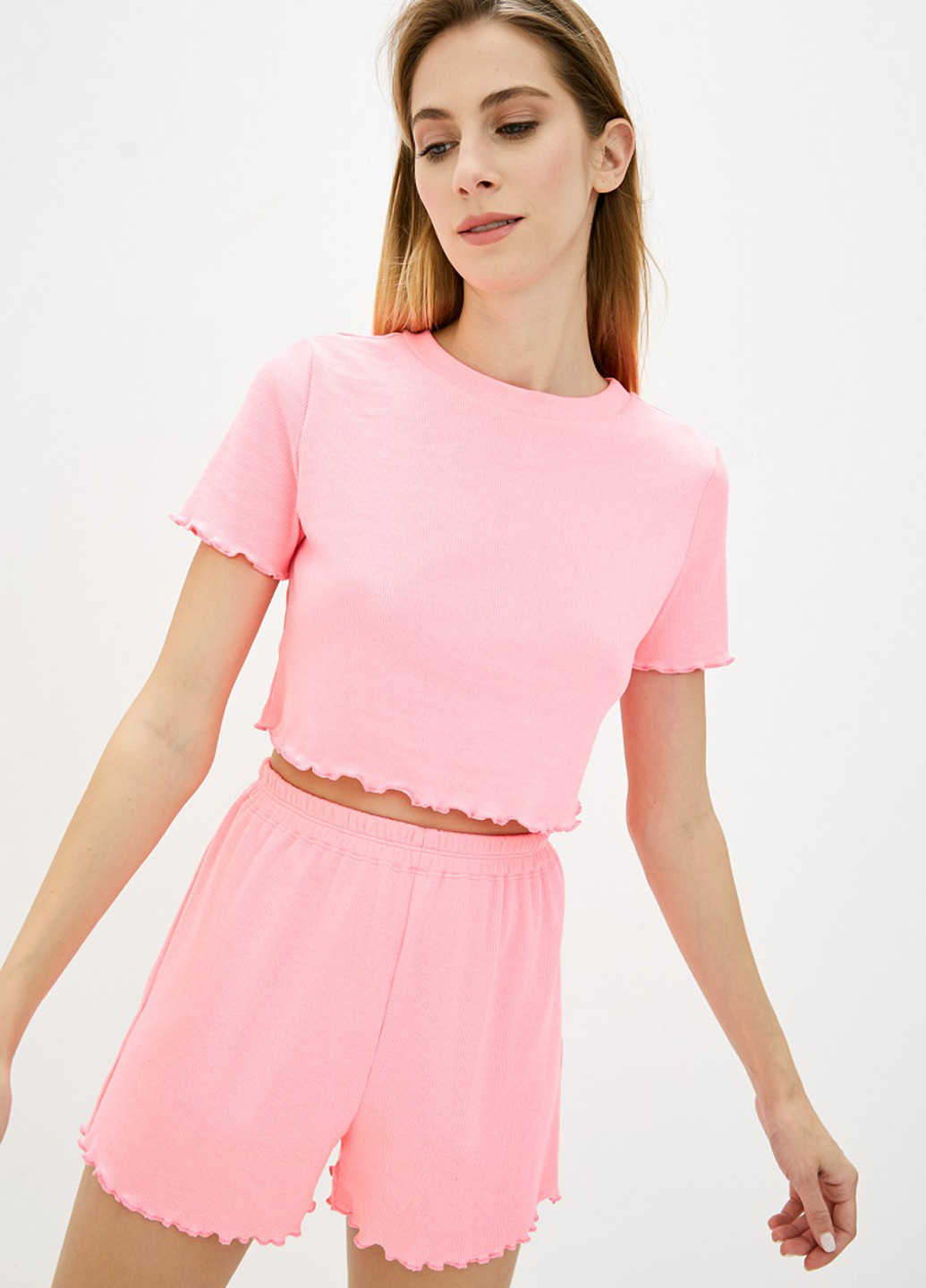 Кислотно-рожева всесезон піжама (топ, шорти) топ + шорти Kari Shop Atelier
