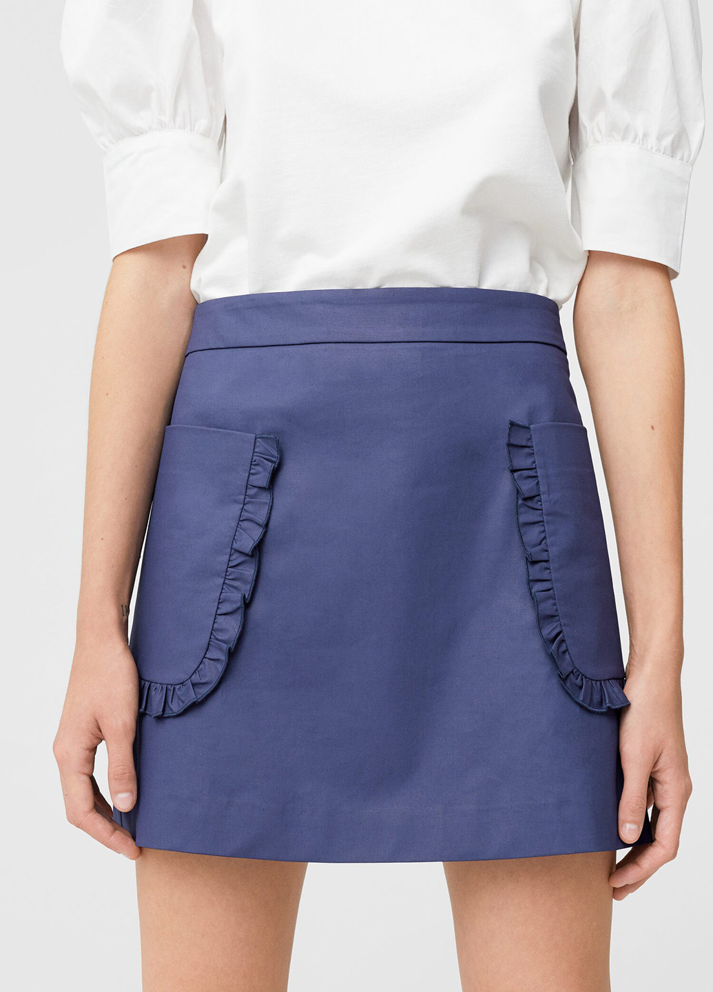 Темно-синяя кэжуал однотонная юбка Mango