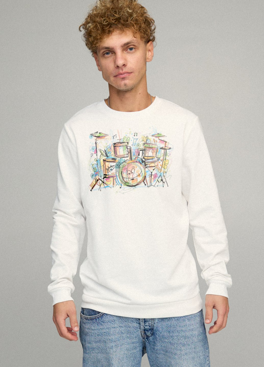 Белый світшот чоловічий basic /no flis/ YAPPI рисунок (254557775)