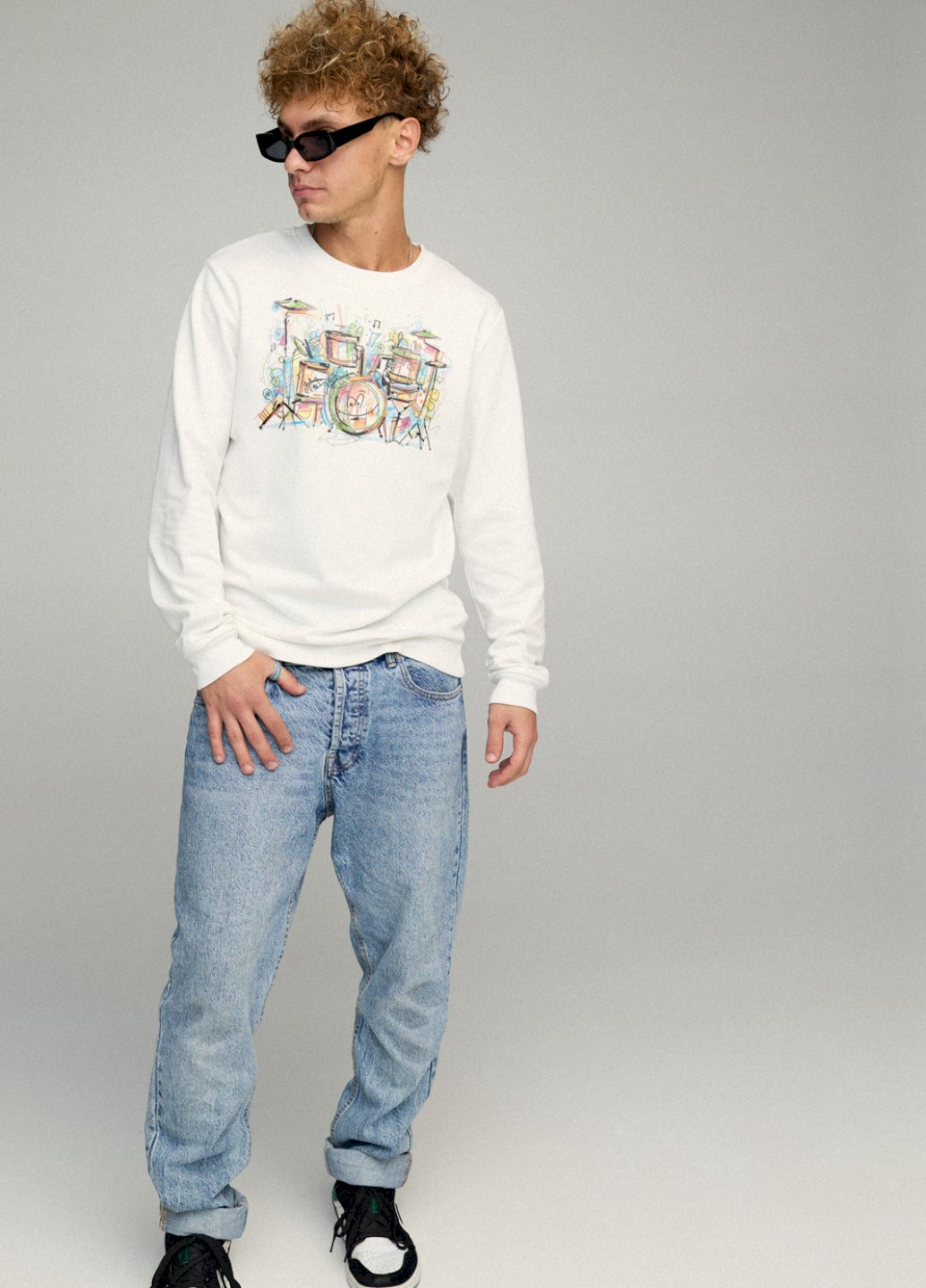 Белый світшот чоловічий basic /no flis/ YAPPI рисунок (254557775)