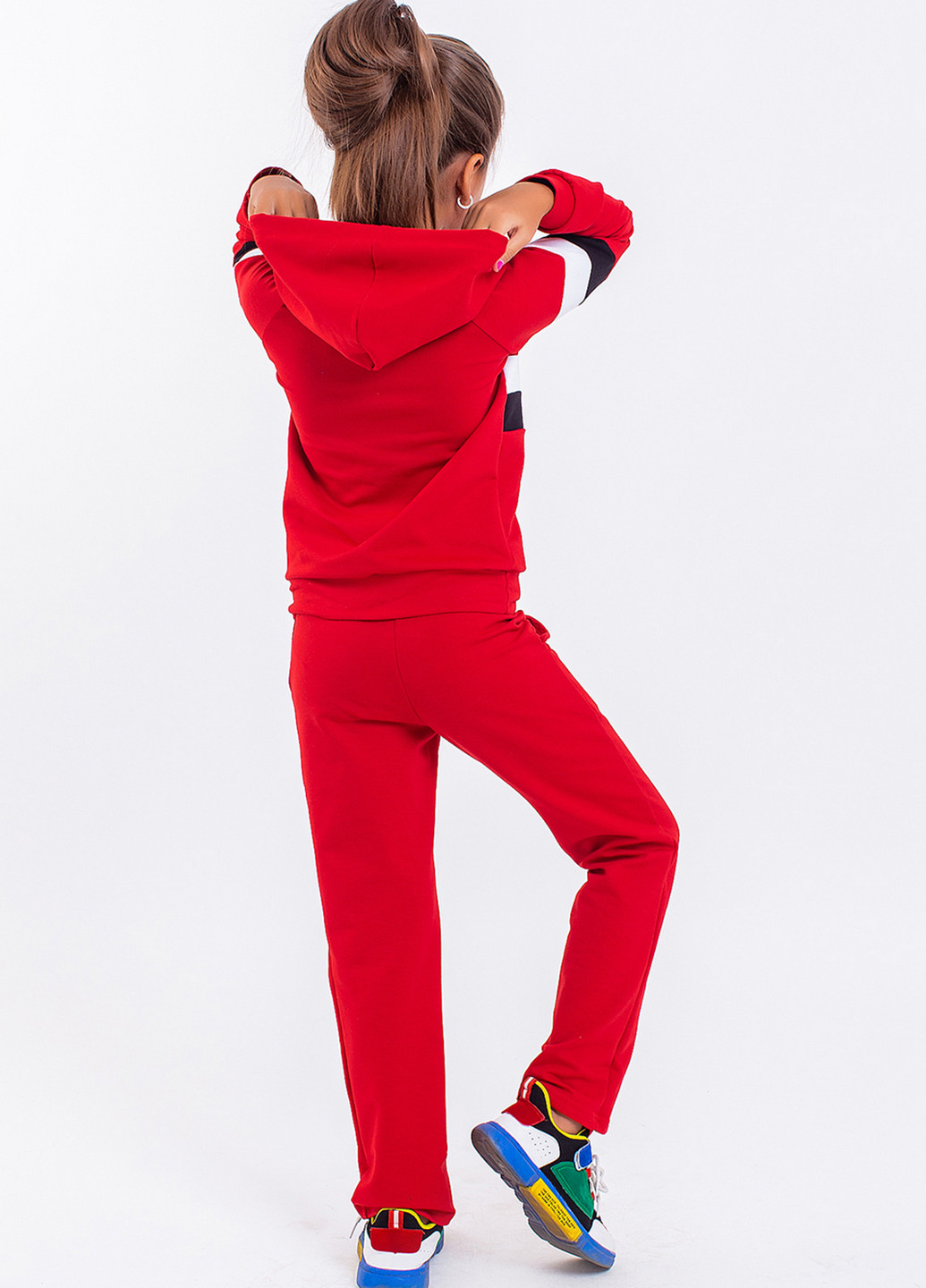 Красный демисезонный костюм (худи, брюки) брючный Modna Anka
