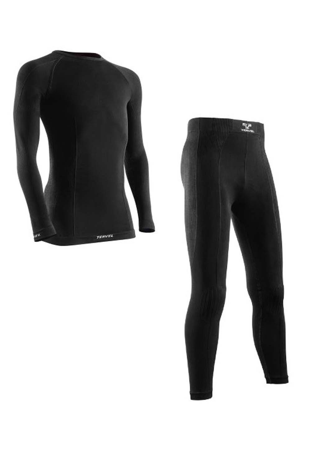 Комплект термобелья Tervel свитер + брюки однотонный чёрный спортивный