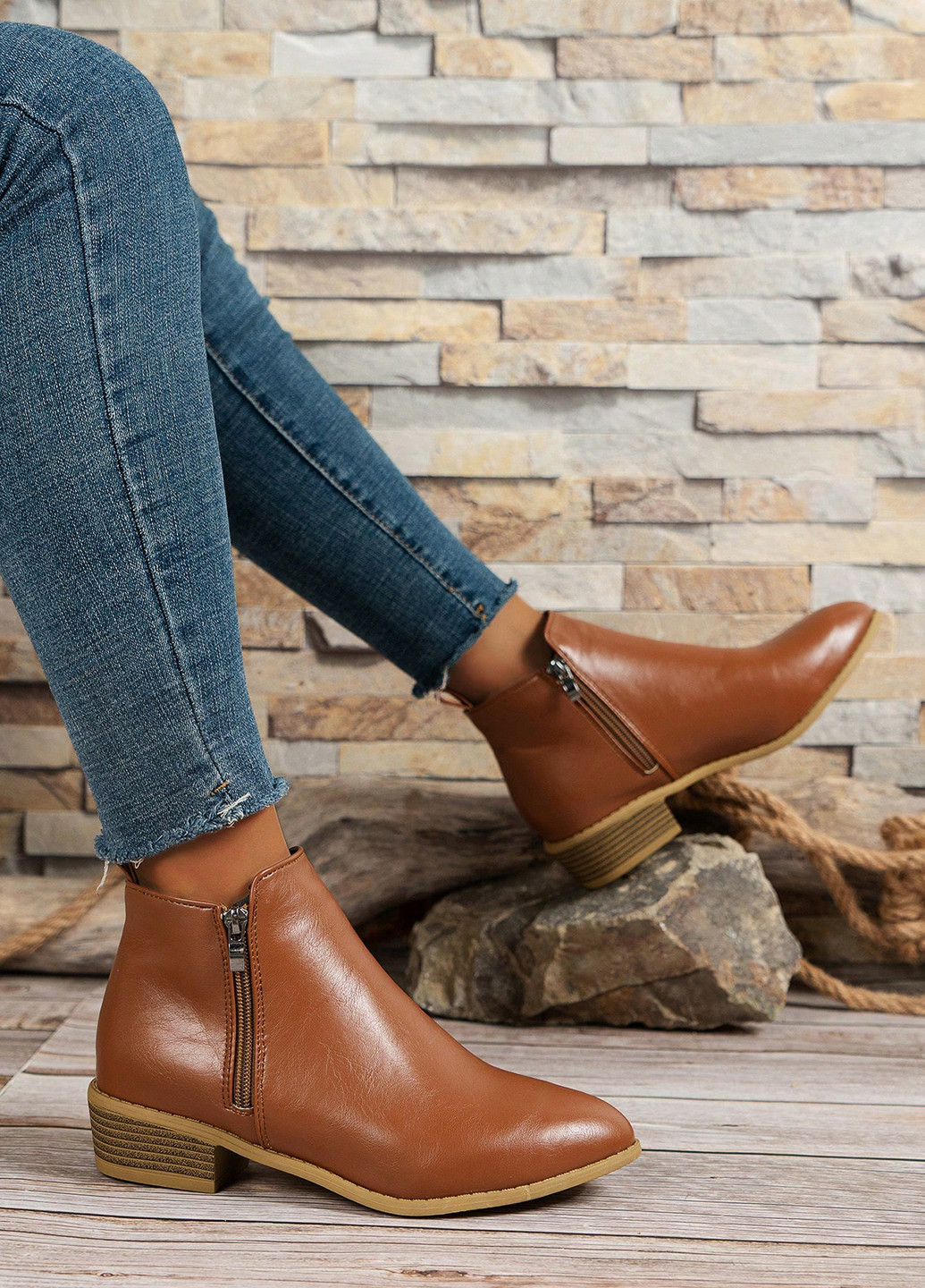 Коричневые демисезонная ботильоны SHEIN