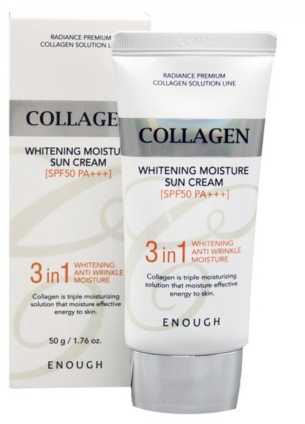 ENOUGH Сонцезахисний крем для обличчя Collagen 3in1 Whitening Moisture Sun Cream, 50 г — Крем, Південна Корея (251976235)