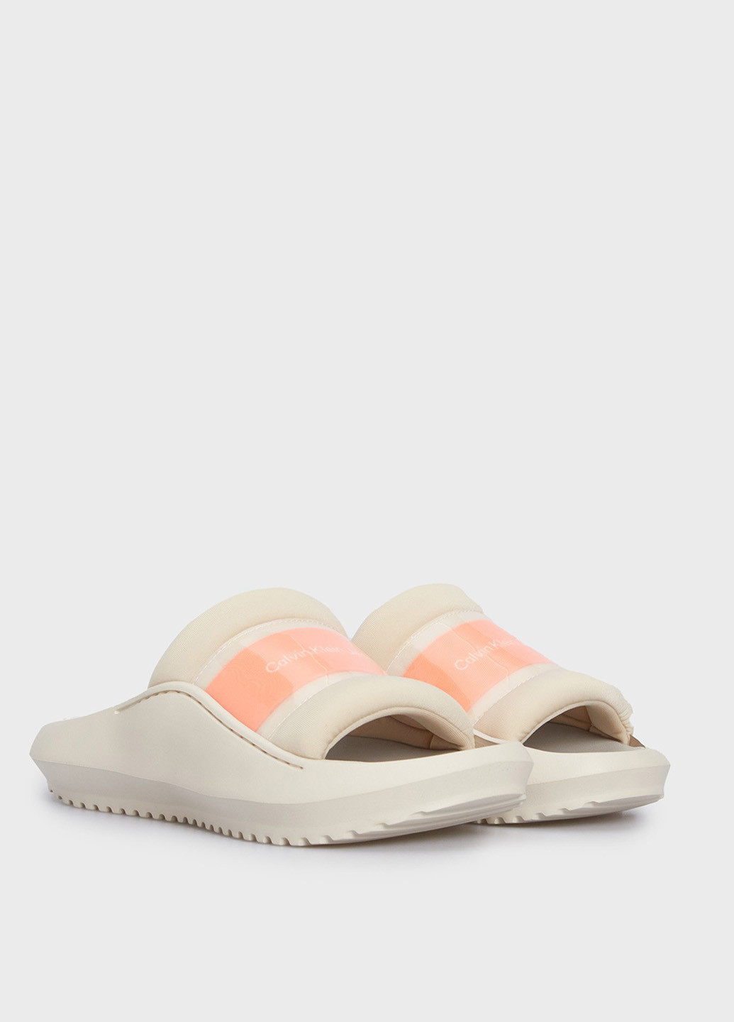 Бежевые шлепанцы Calvin Klein Jeans с логотипом