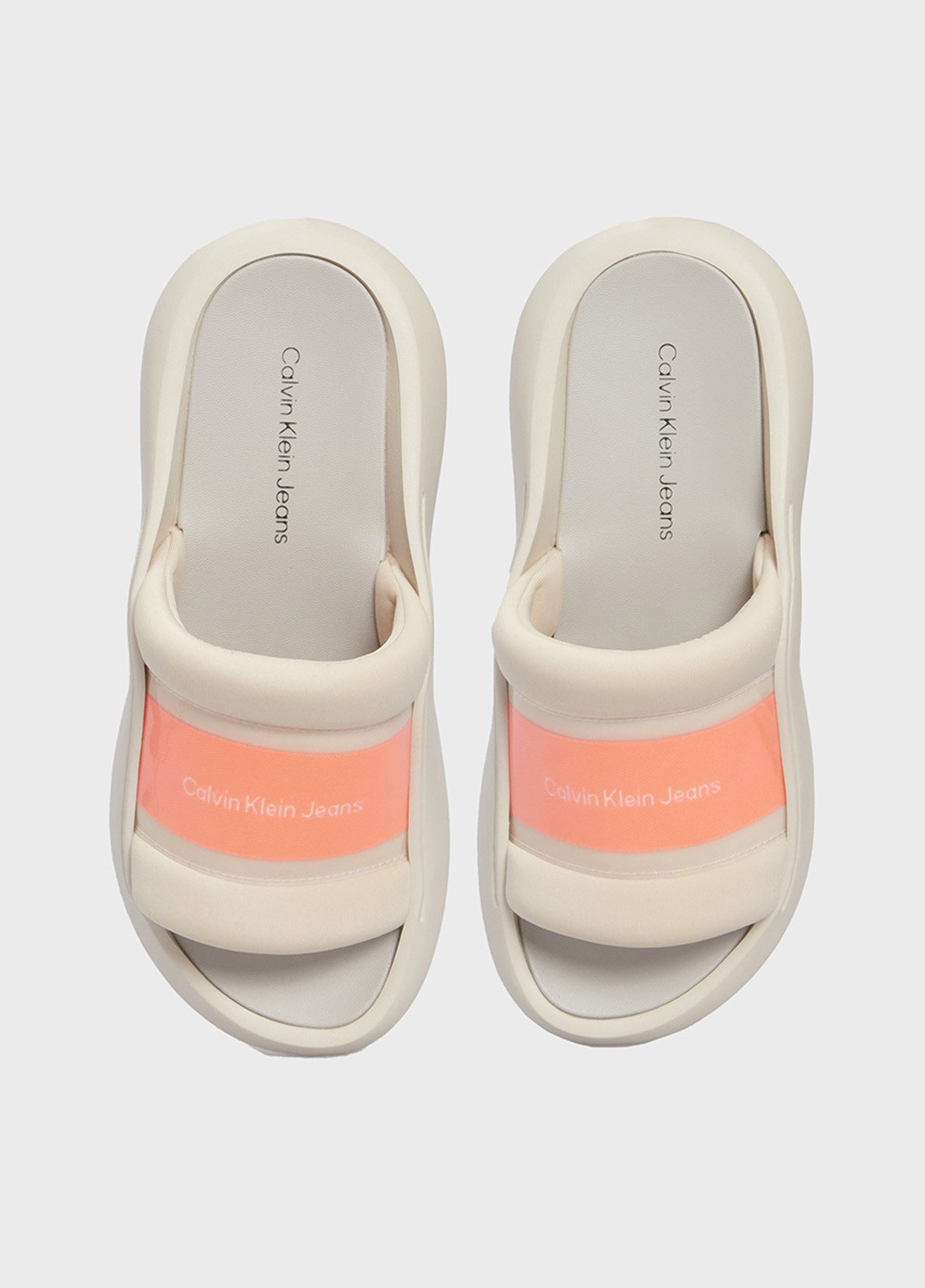 Бежевые шлепанцы Calvin Klein Jeans с логотипом