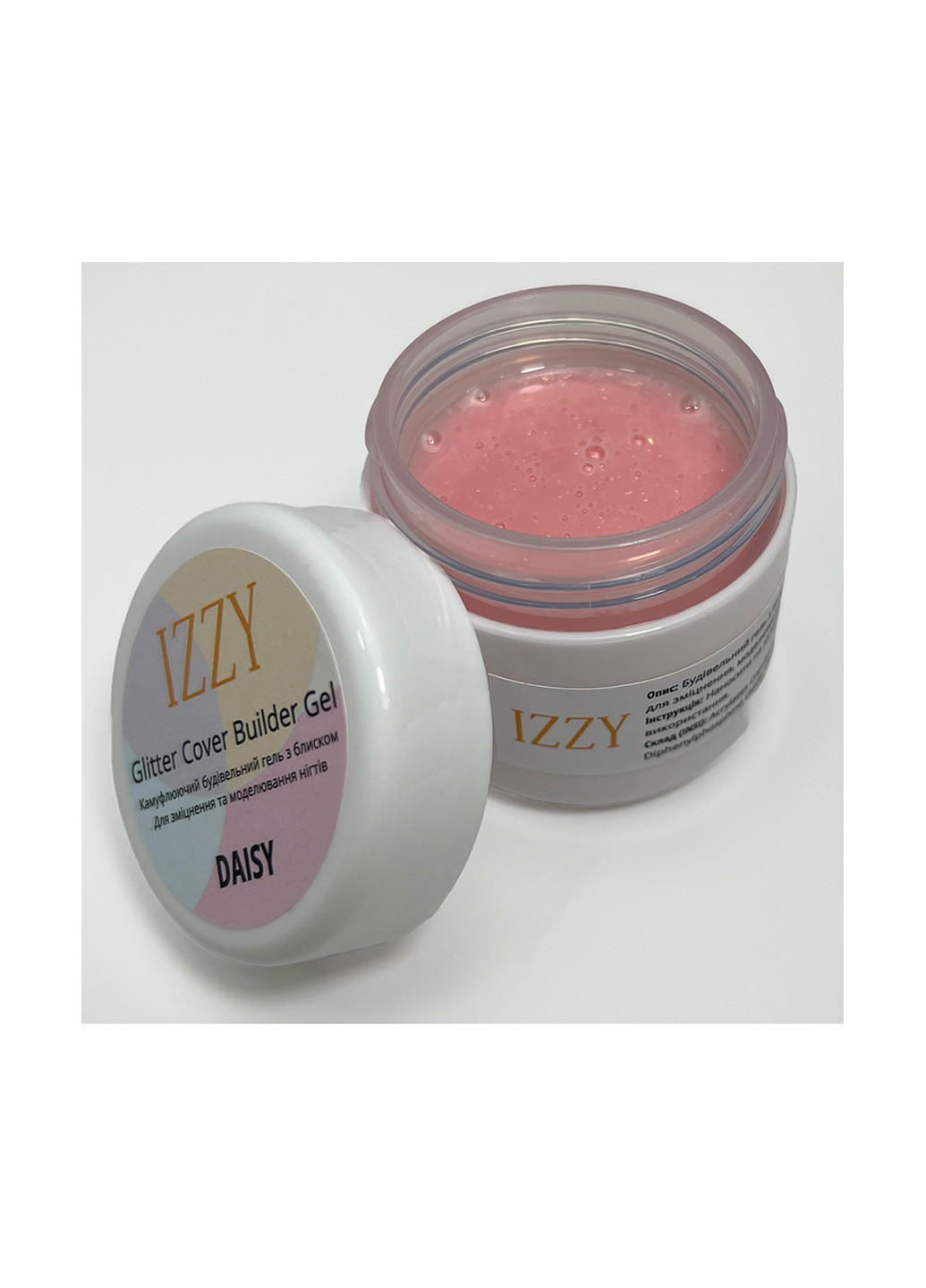 Гель для наращивания ногтей с хлопьями юкки Daisy Glitter Cover Gel, 40 г Izzy (363030483)