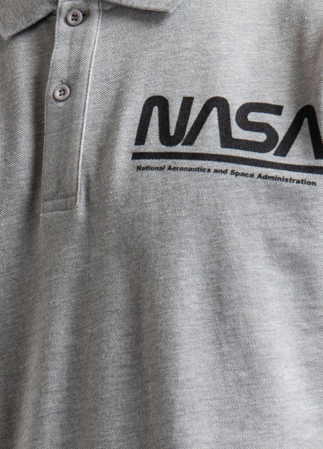 Серая черная футболка-поло с принтом Nasa