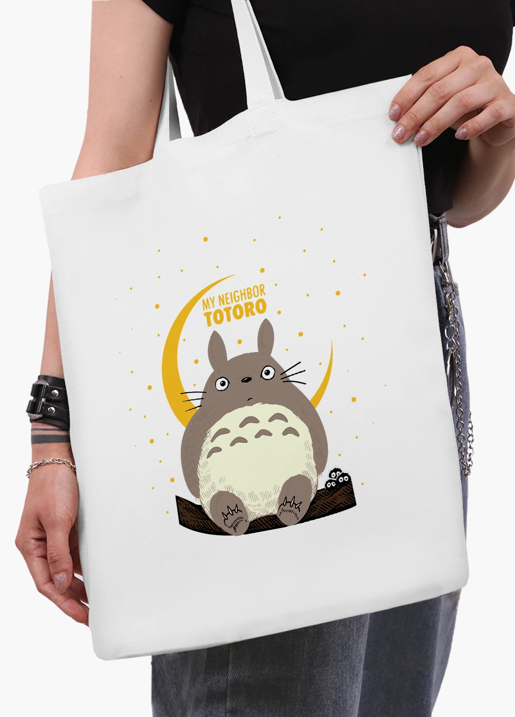 Еко сумка шоппер біла Мій сусід Тоторо (My Neighbor Totoro) (9227-2657-WT-2) екосумка шопер 41*35 см MobiPrint (219151262)