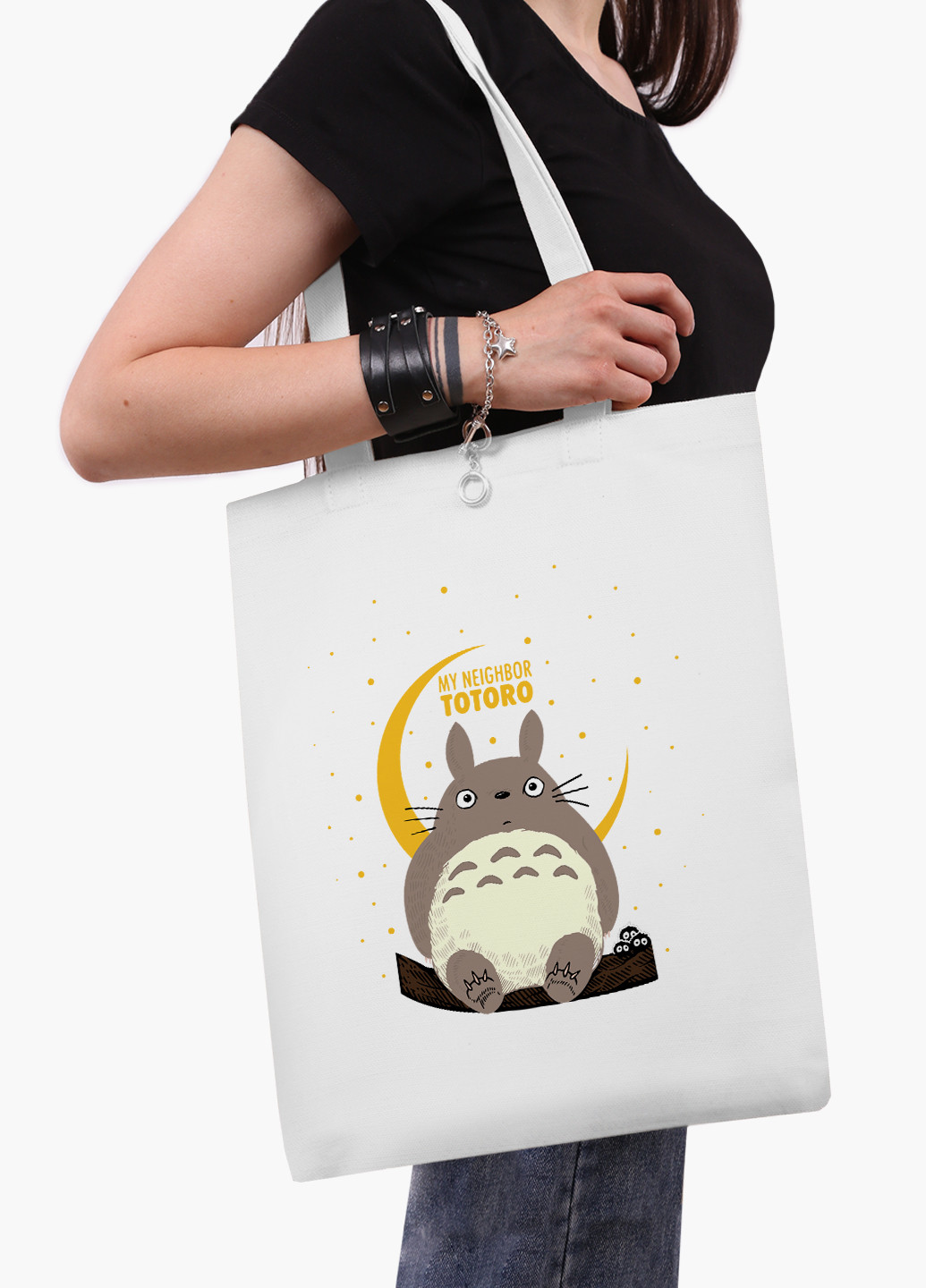 Эко сумка шоппер белая Мой сосед Тоторо (My Neighbor Totoro) (9227-2657-WT-2) экосумка шопер 41*35 см MobiPrint (219151262)