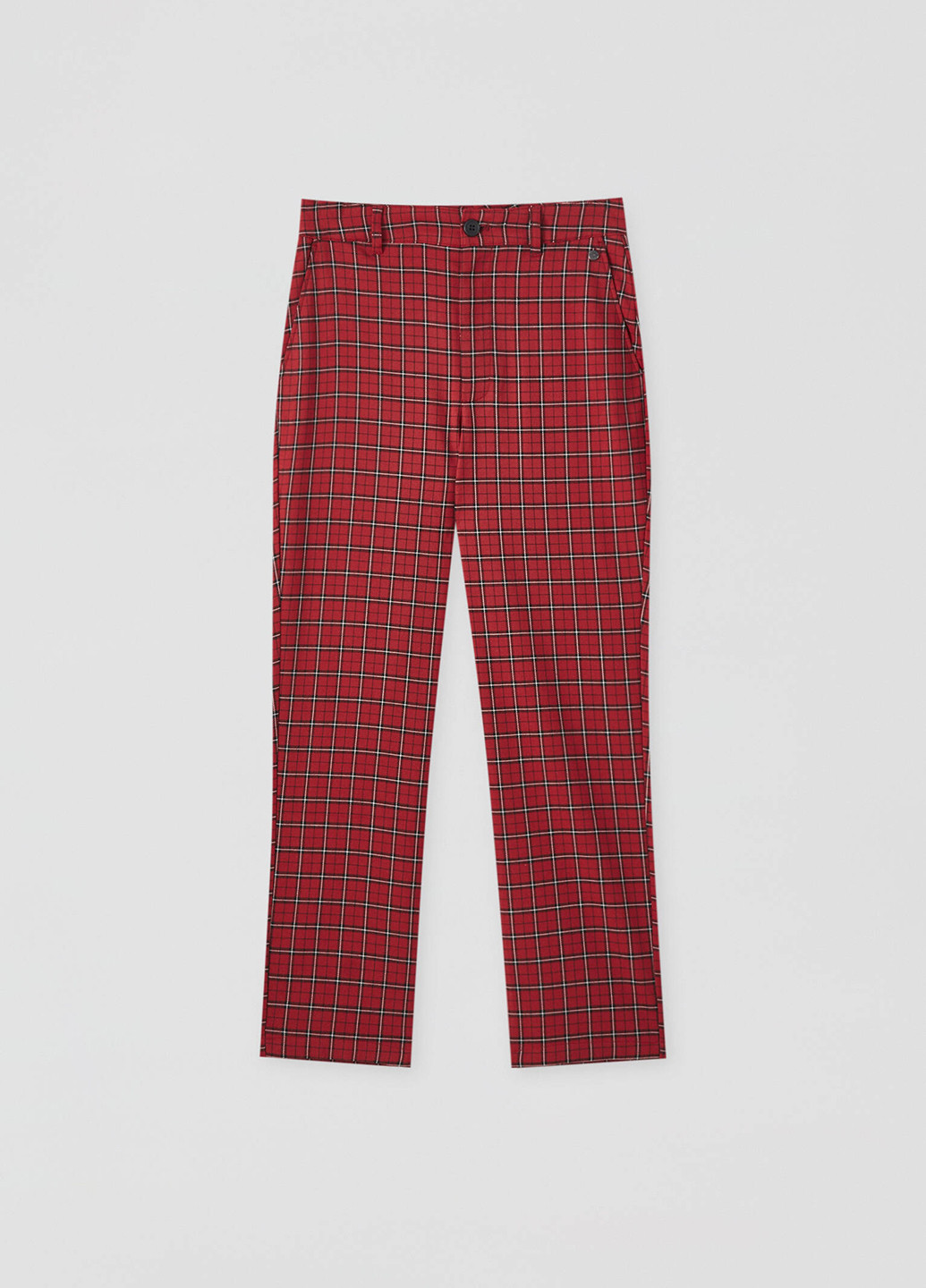 Красные кэжуал демисезонные зауженные, укороченные брюки Pull & Bear
