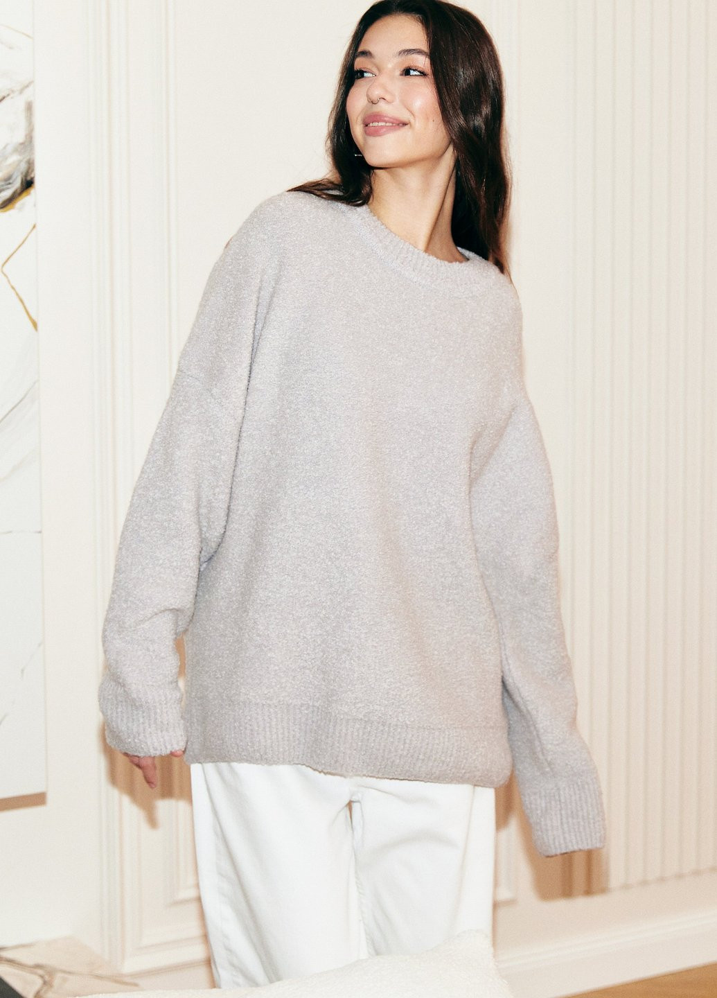 Сіро-бежевий зимовий светр джемпер Gepur