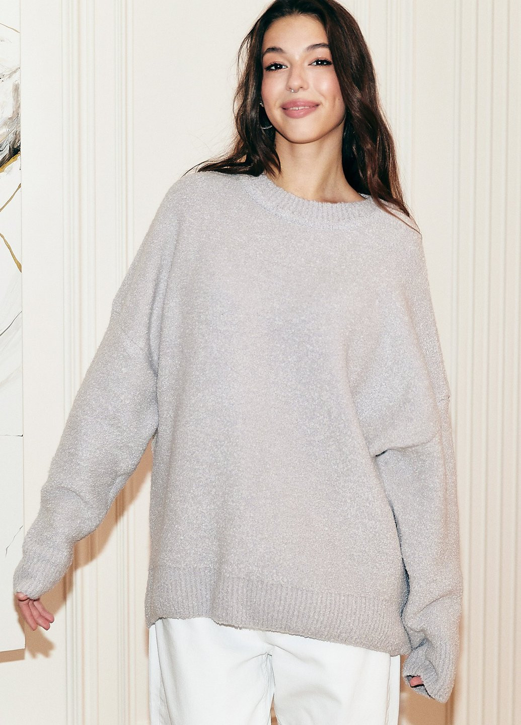 Сіро-бежевий зимовий светр джемпер Gepur