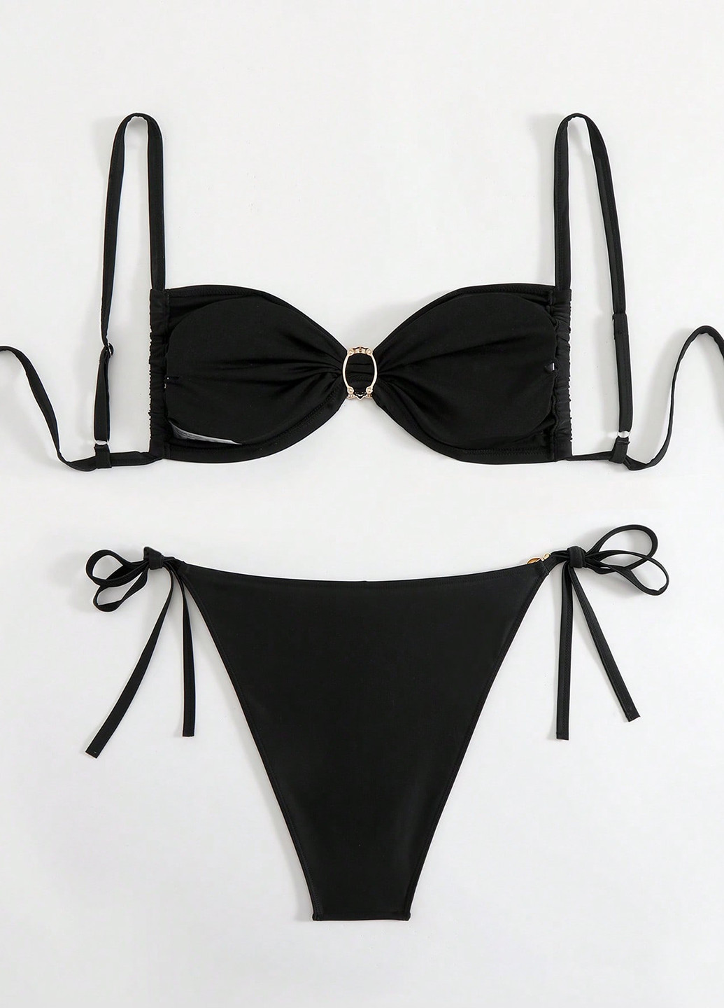 Чорний літній купальник (ліф, трусики) бікіні, роздільний SHEIN