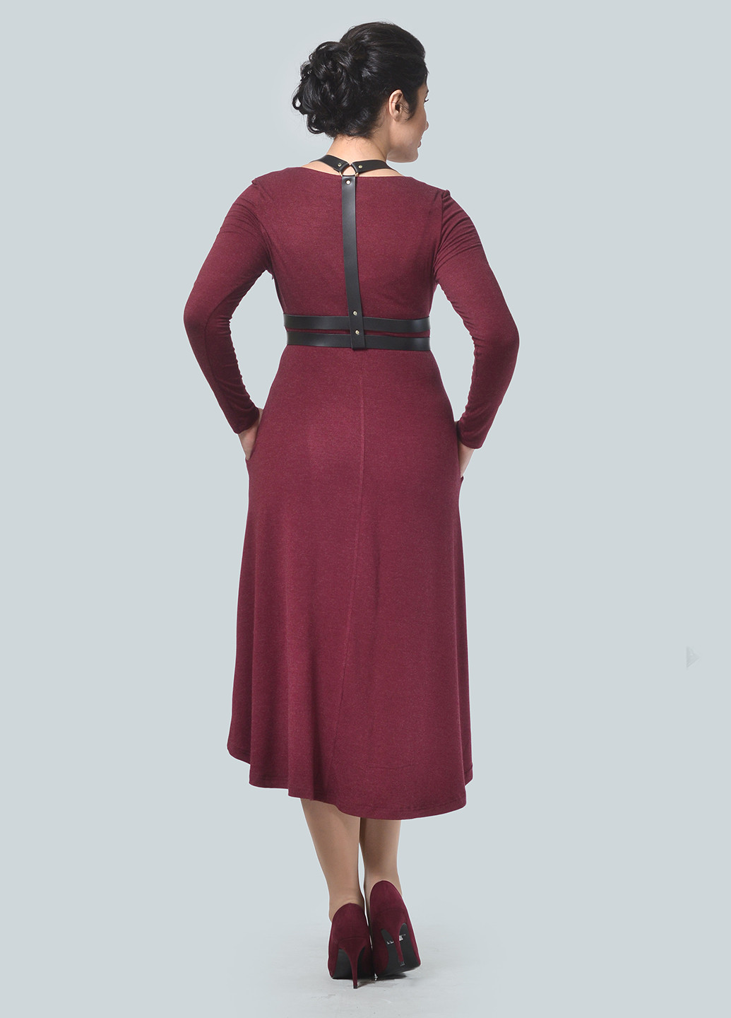 Бордова кежуал сукня, сукня в стилі армпір Alika Kruss меланжева
