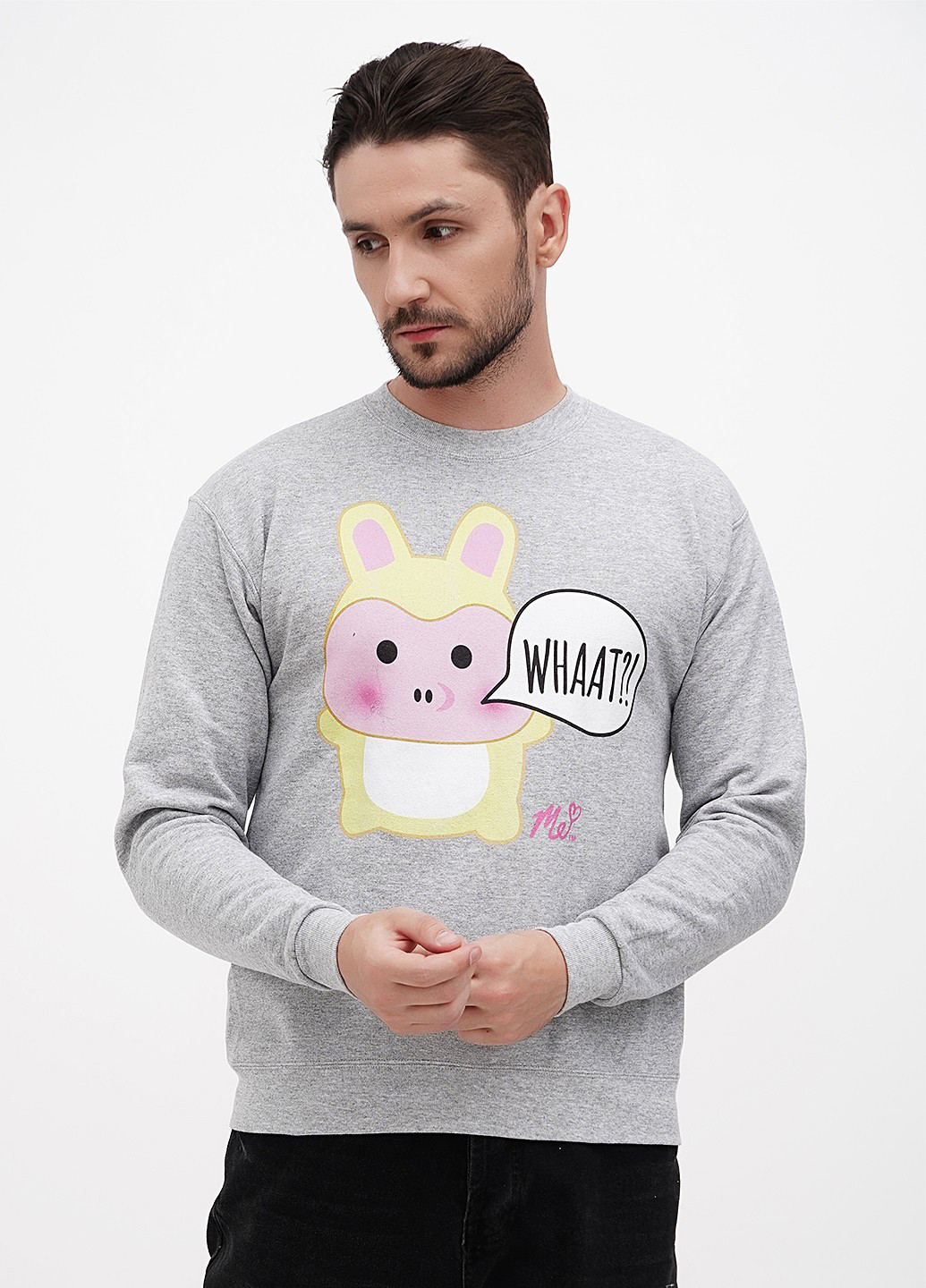 Светло-серый свитшот Hanes рисунок без декора (361960125)