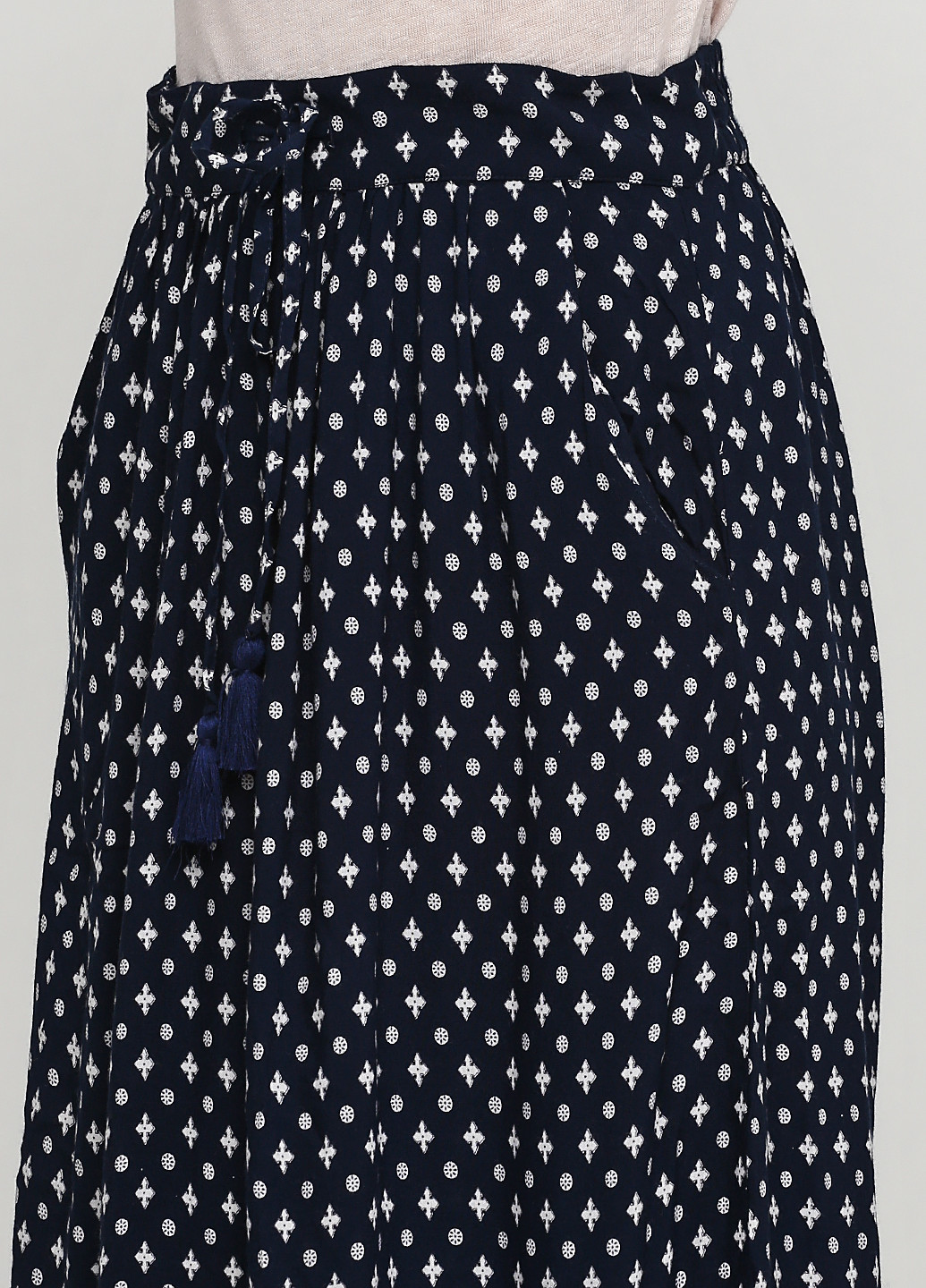 Темно-синяя кэжуал с орнаментом юбка Camaieu клешированная