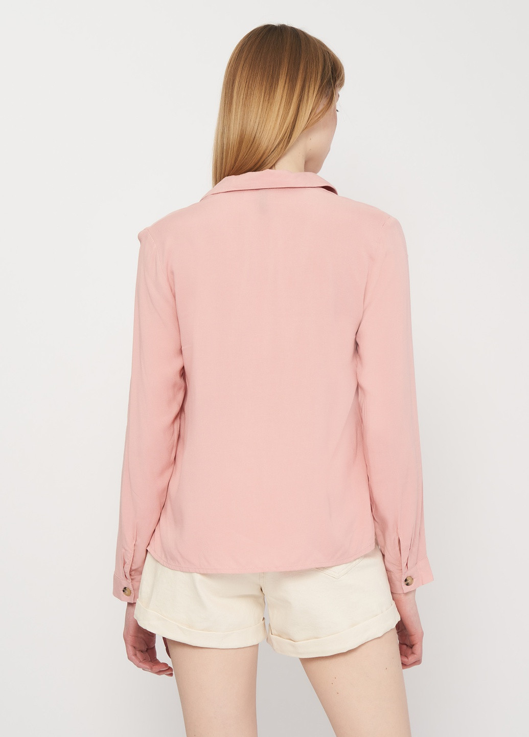 Сорочка H&M однотонна рожева кежуал віскоза