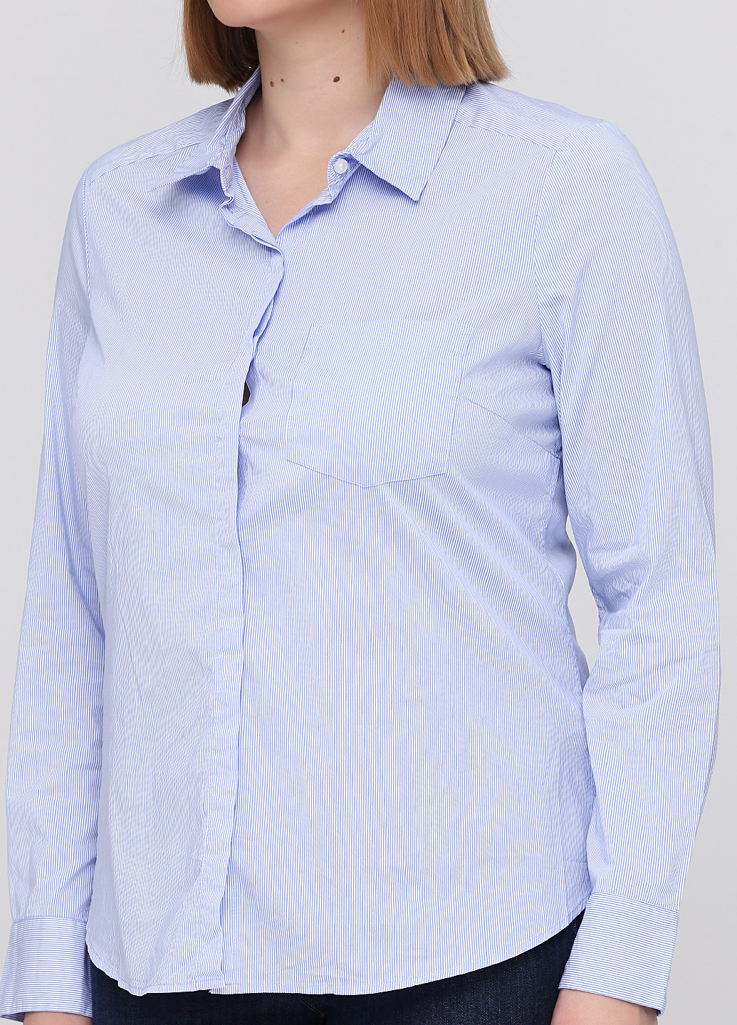 Сорочка H&M смужка блакитна кежуал бавовна