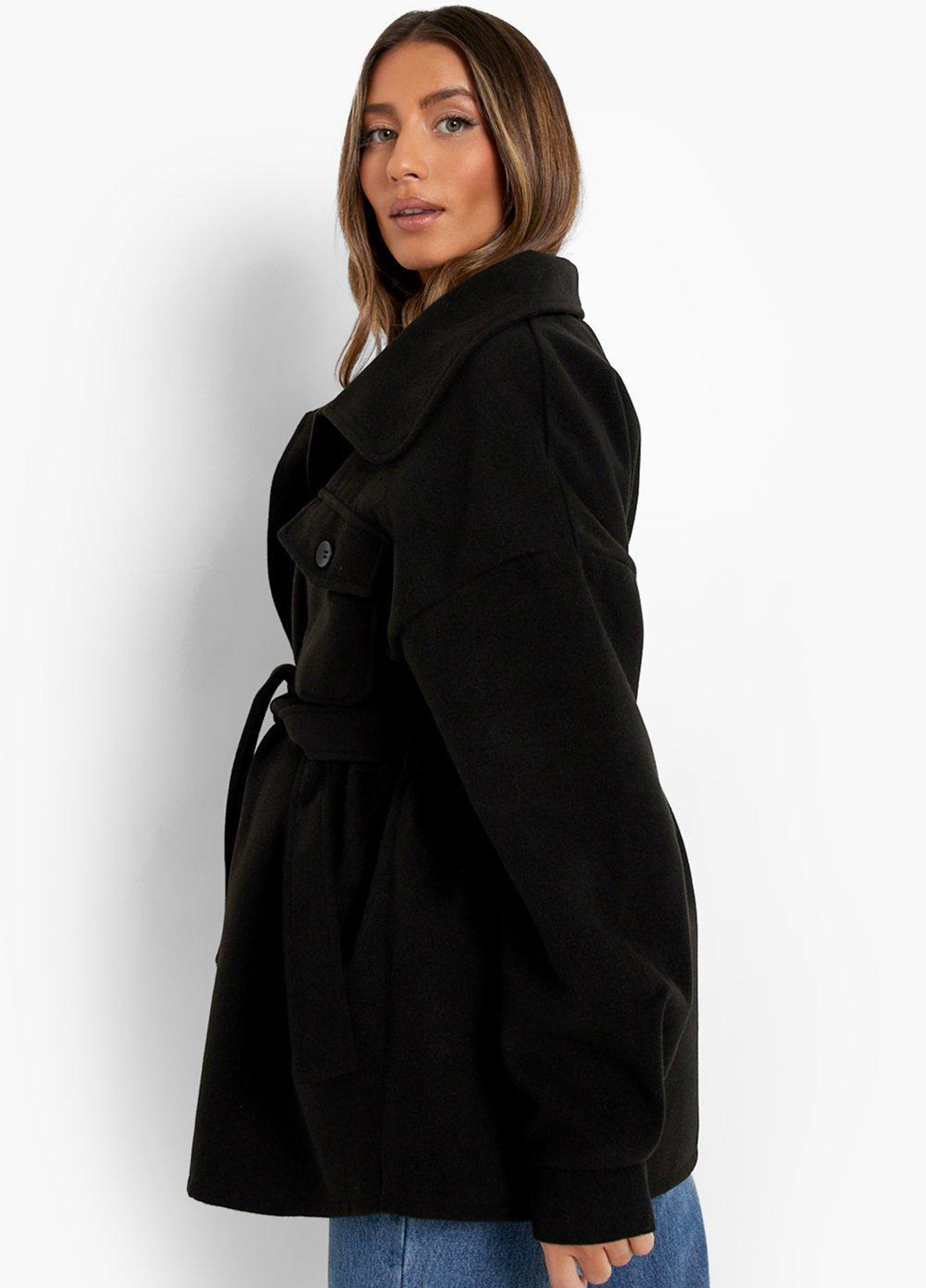 Черное демисезонное Пальто для беременных Boohoo