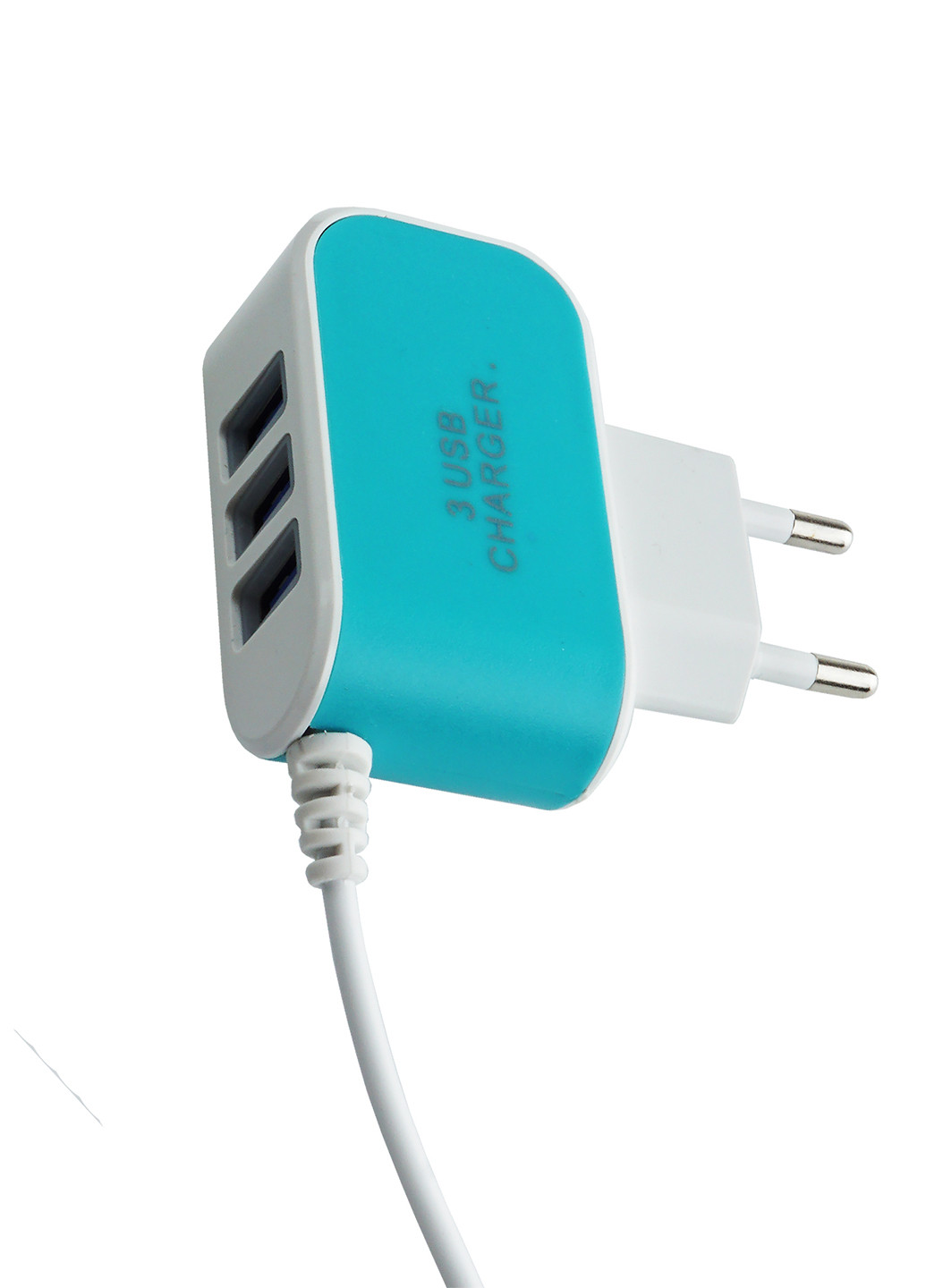 Зарядное устройство на 3 USB порта, 6,3х2,3х7,3 см TV-magazin голубое
