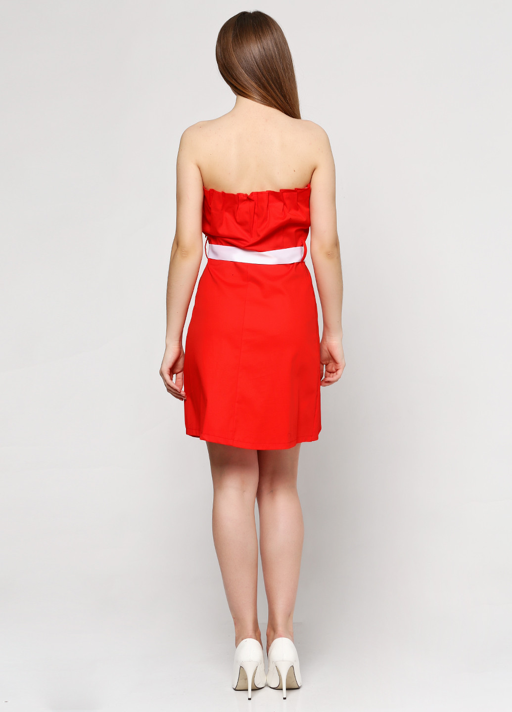 Красное кэжуал платье S3SS однотонное