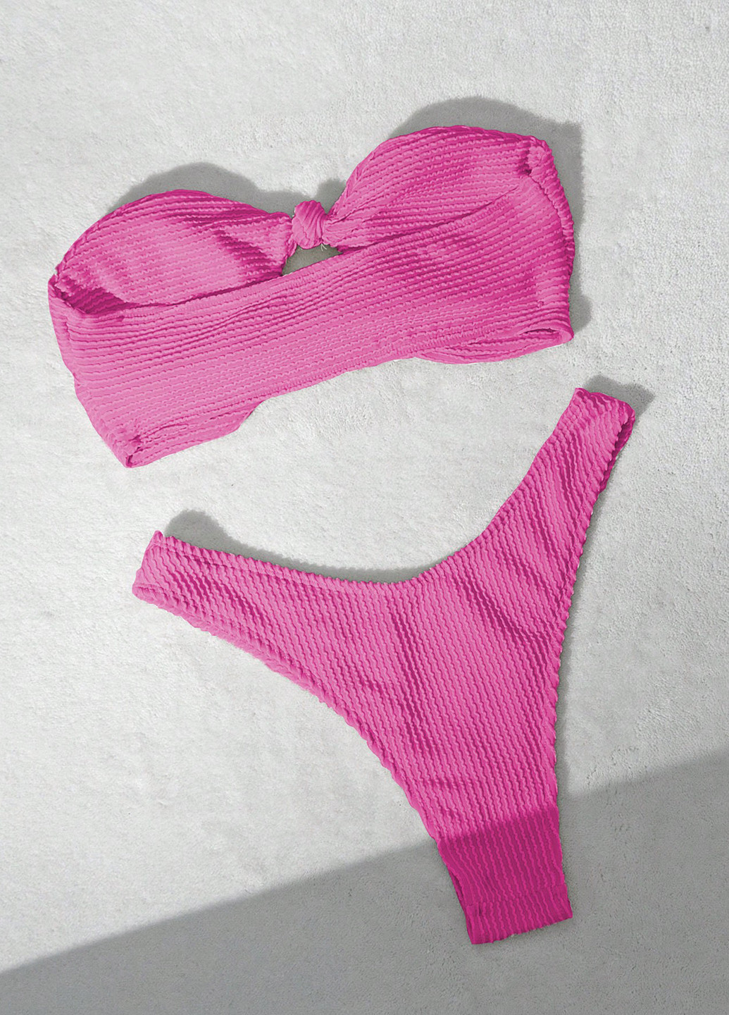 Розовый летний купальник (лиф, трусики) раздельный, бандо SHEIN