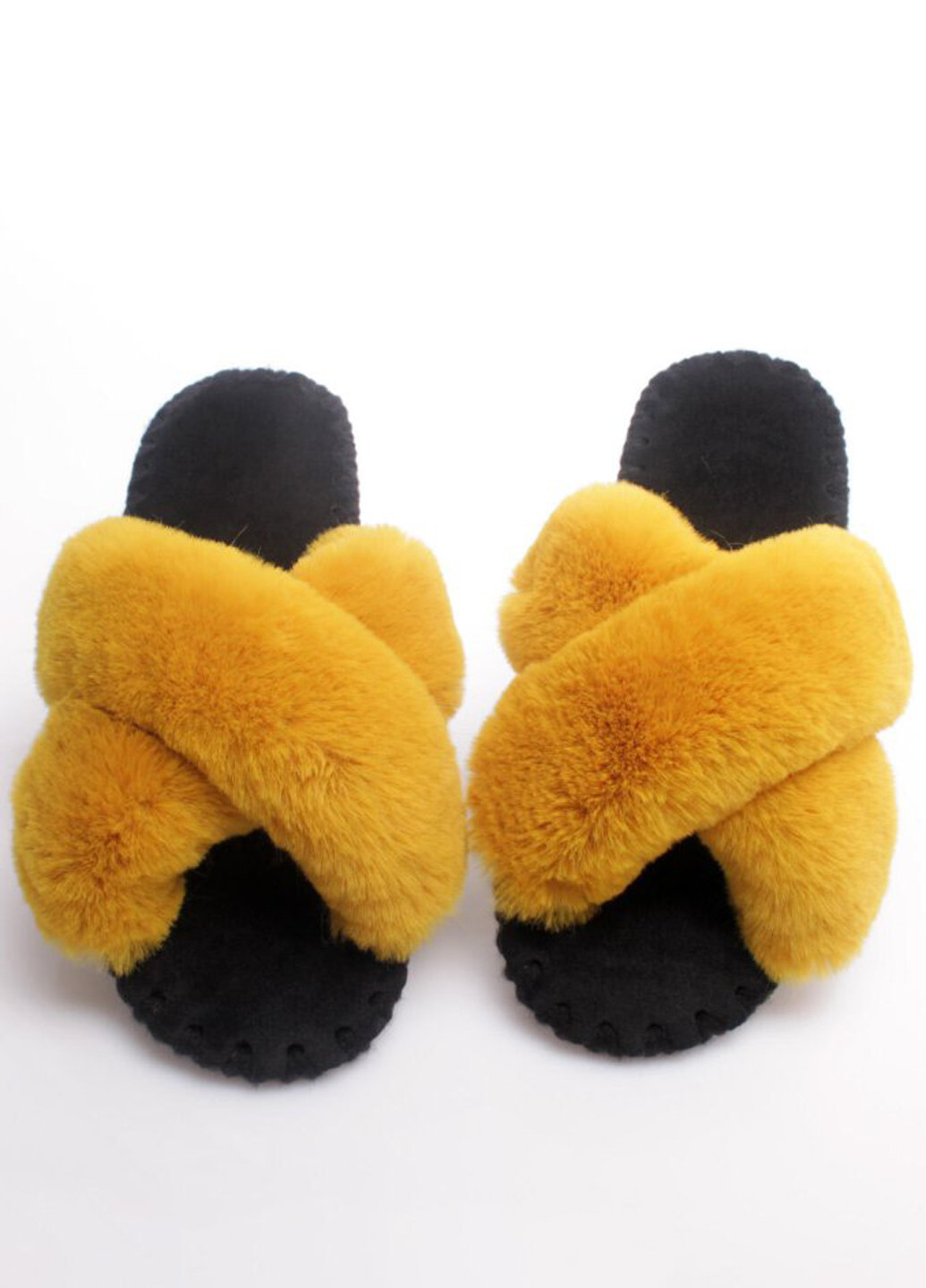 Горчичные тапочки Family Story с мехом