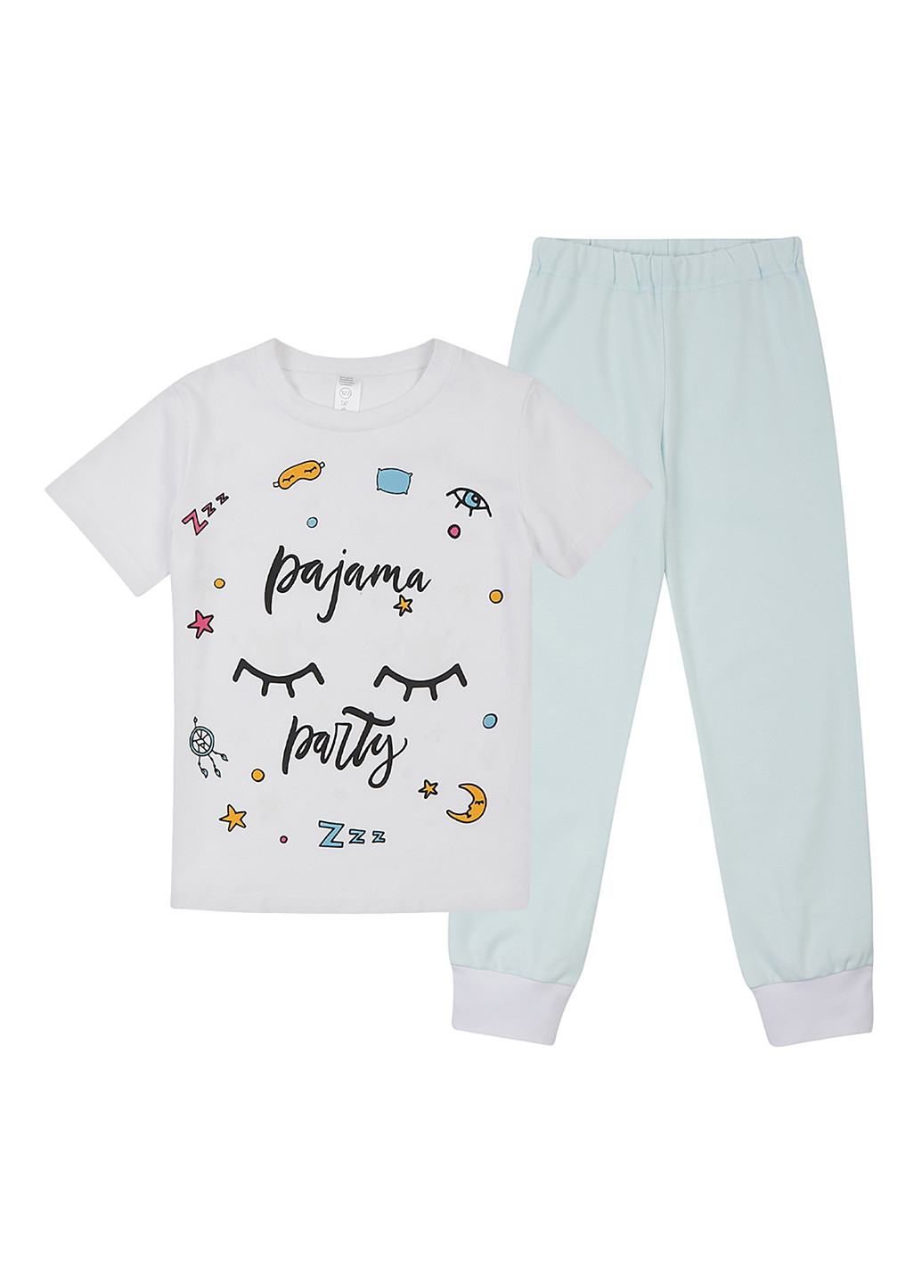 Біла всесезон піжама (футболка, штани) футболка + штани Garnamama