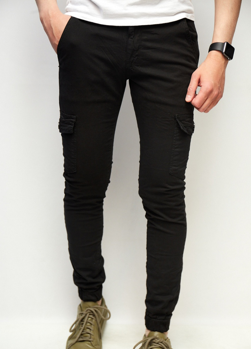 Черные демисезонные джинсы джогеры joggers 0903 с карманами Mario