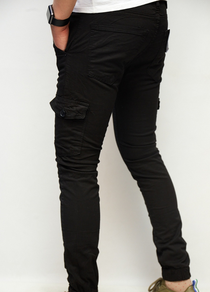 Черные демисезонные джинсы джогеры joggers 0903 с карманами Mario