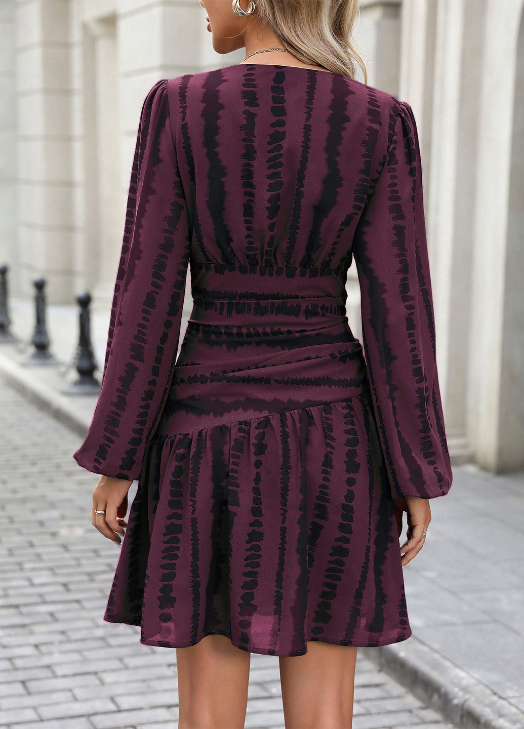 Сливовое кэжуал платье на запах SHEIN однотонное