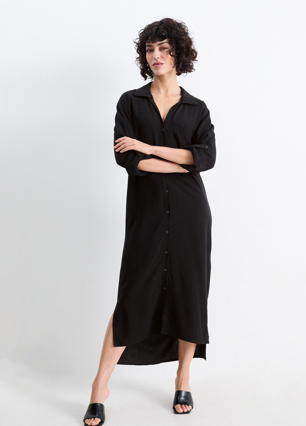 Чорна кежуал сукня сукня-сорочка C&A однотонна