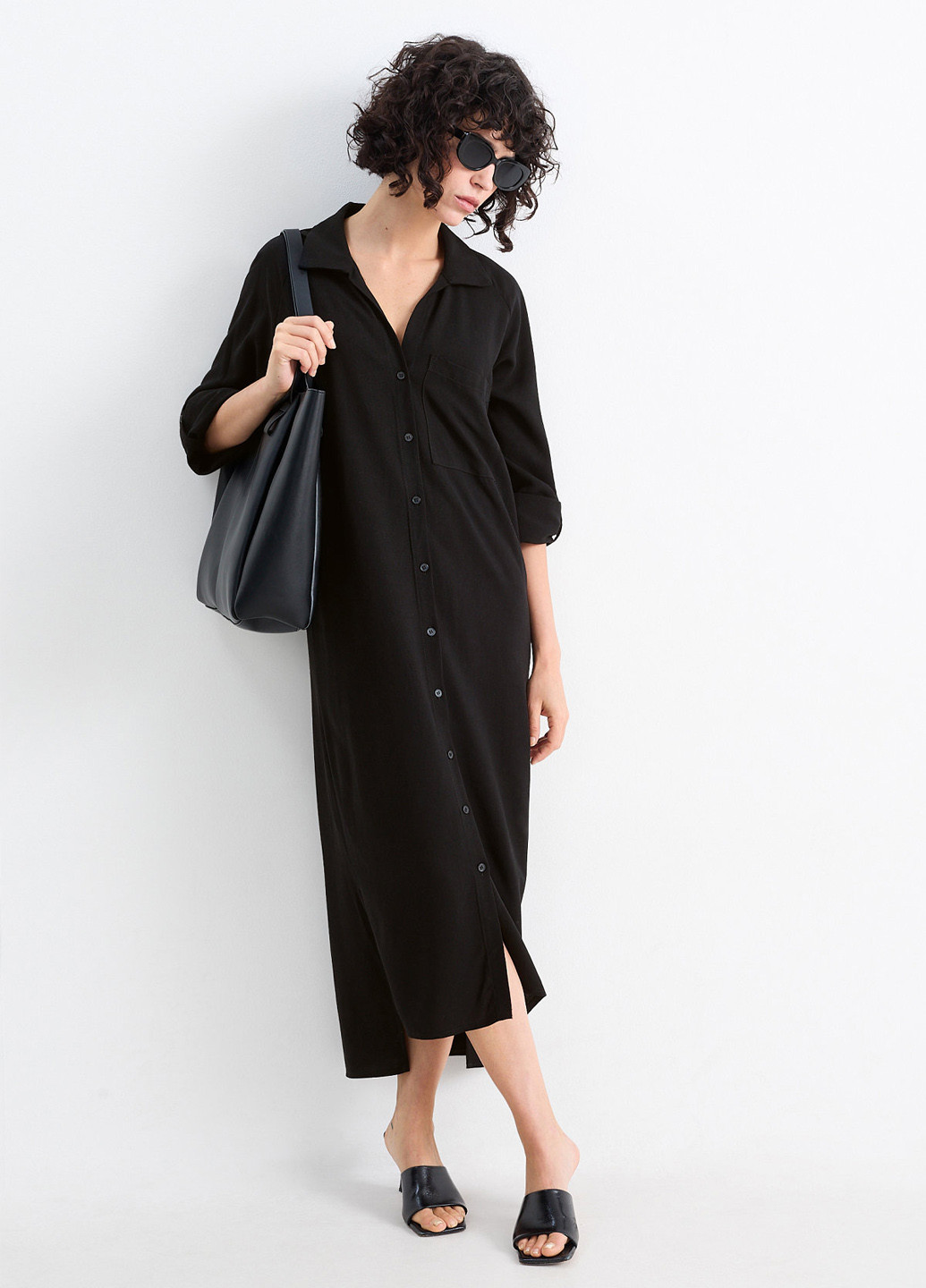 Чорна кежуал сукня сукня-сорочка C&A однотонна