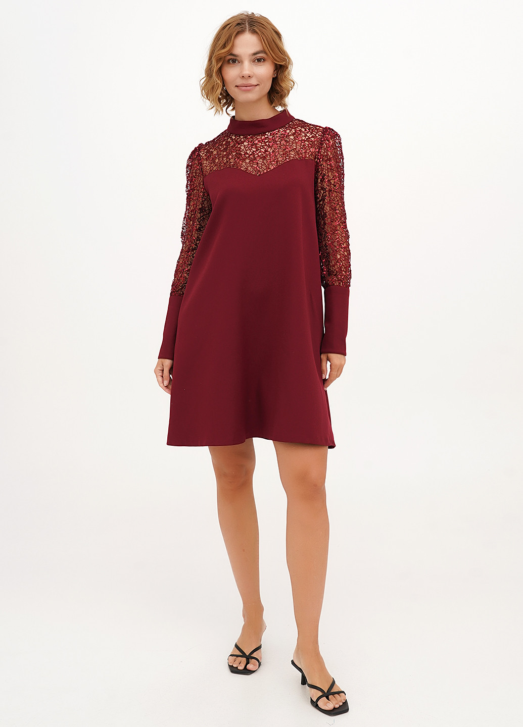 Бордова кежуал сукня а-силует Babylon однотонна